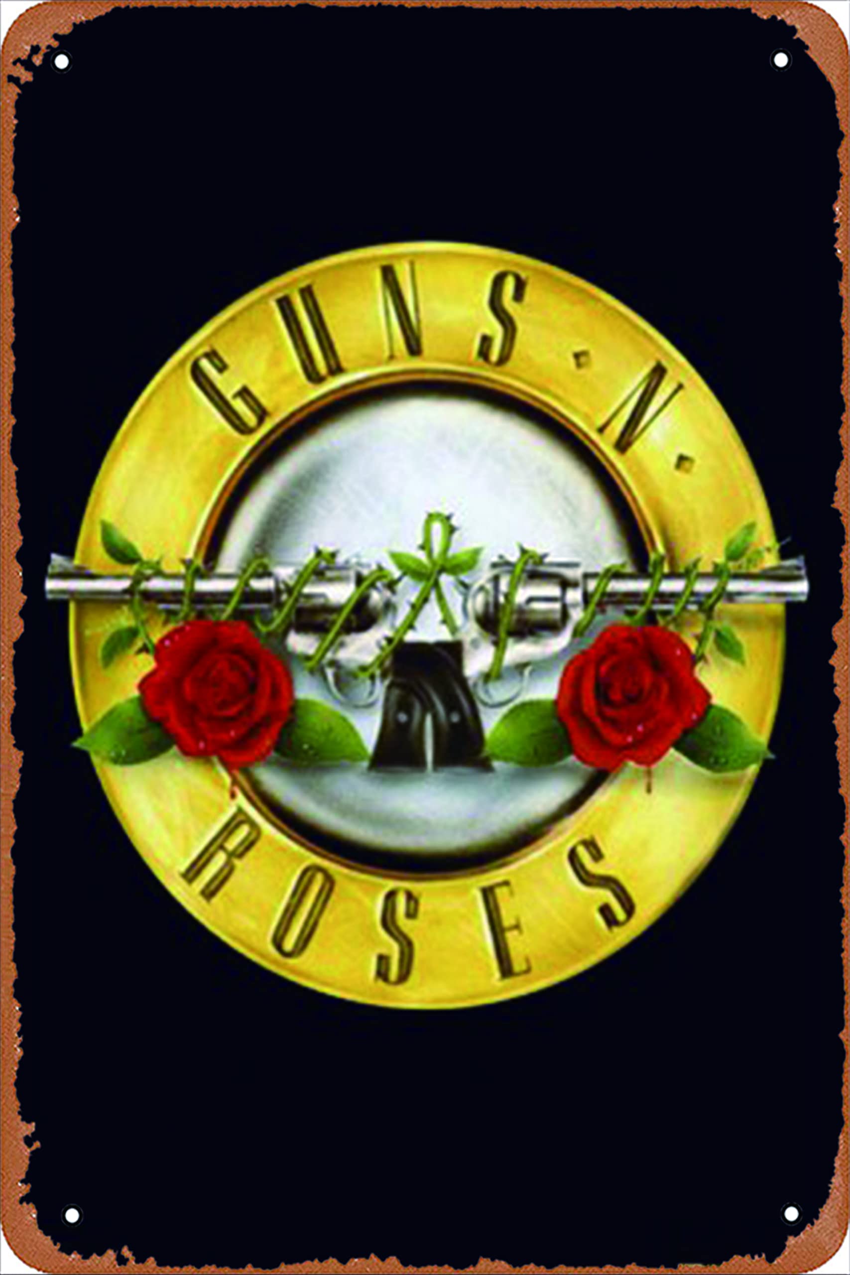 Guns N' Roses Retro Metal Tin Sign - 8x12 Inches Vintage Bar & Pub Decor - Perfect for Music Lovers, Man Cave, and Rock Themed Room Decor
