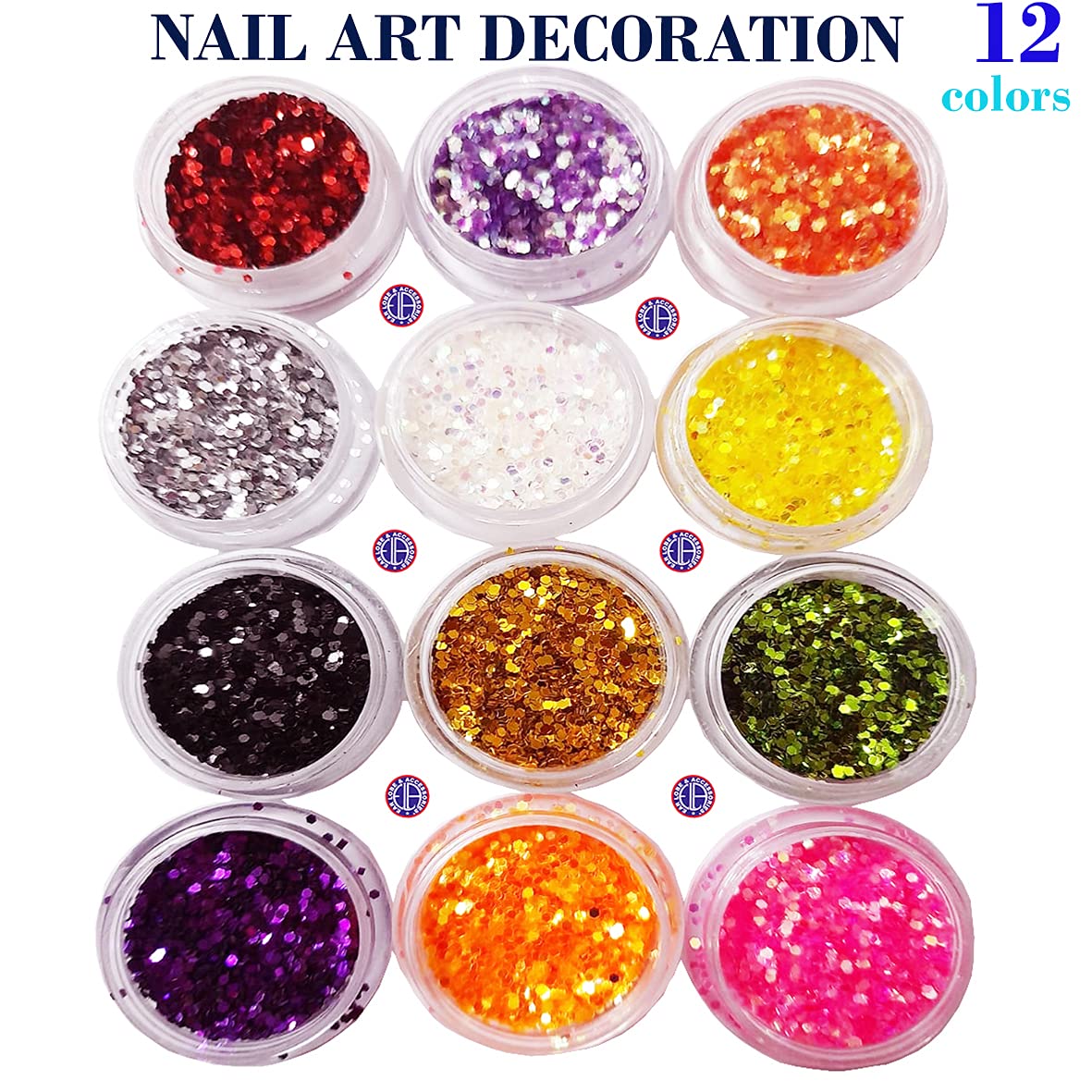12 Colors Ear Lobe & Nail Art Glitter Set with Adhesive Glue - Perfect for DIY Jewelry, Nail Designs, and Creative Crafts