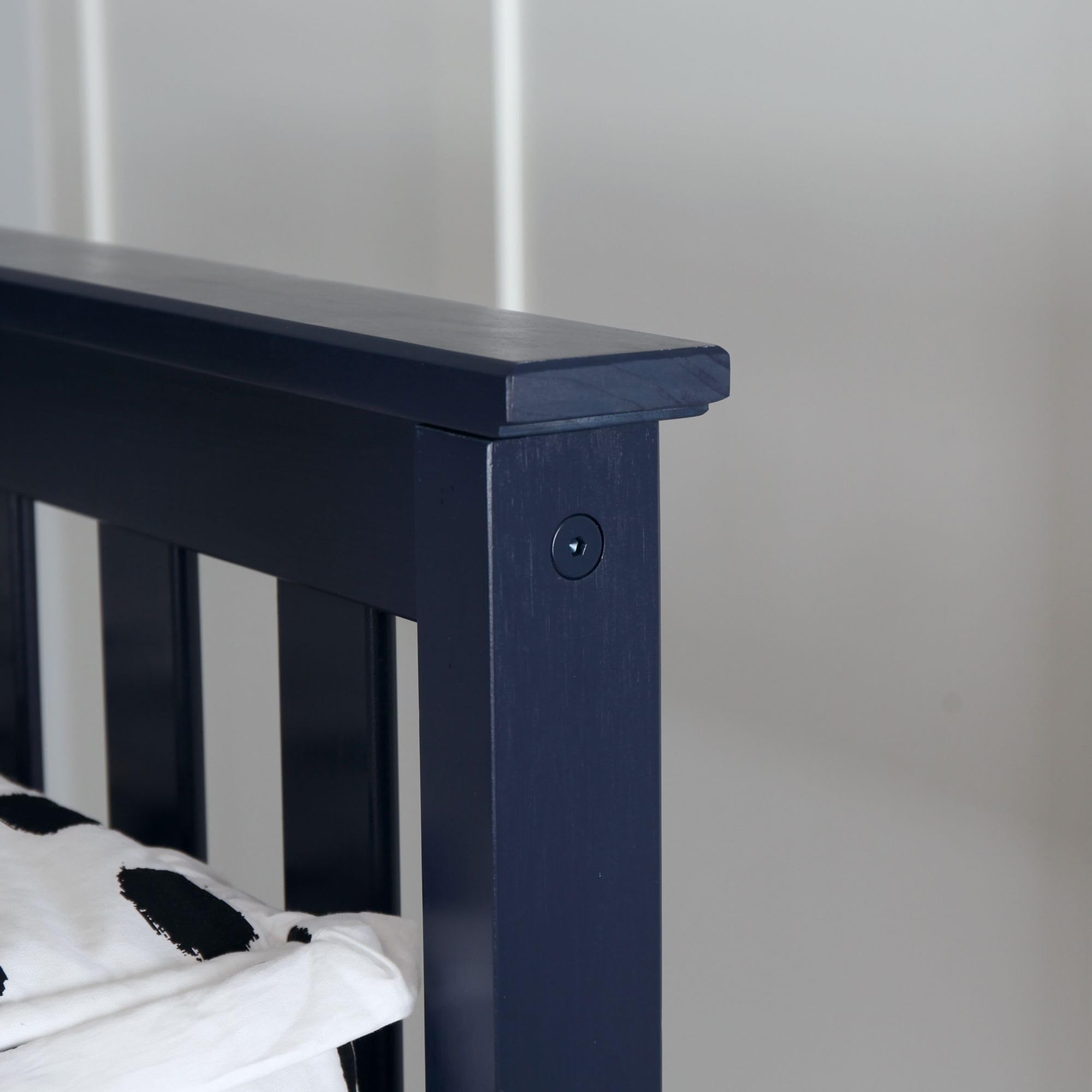 Max & Lily Full Size Wooden Bed Frame with Slatted Headboard - Solid Wood Platform Bed for Kids & Teens - No Box Spring Needed - Easy Assembly - Blue - Perfect for Bedrooms, Dorms & Guest Rooms