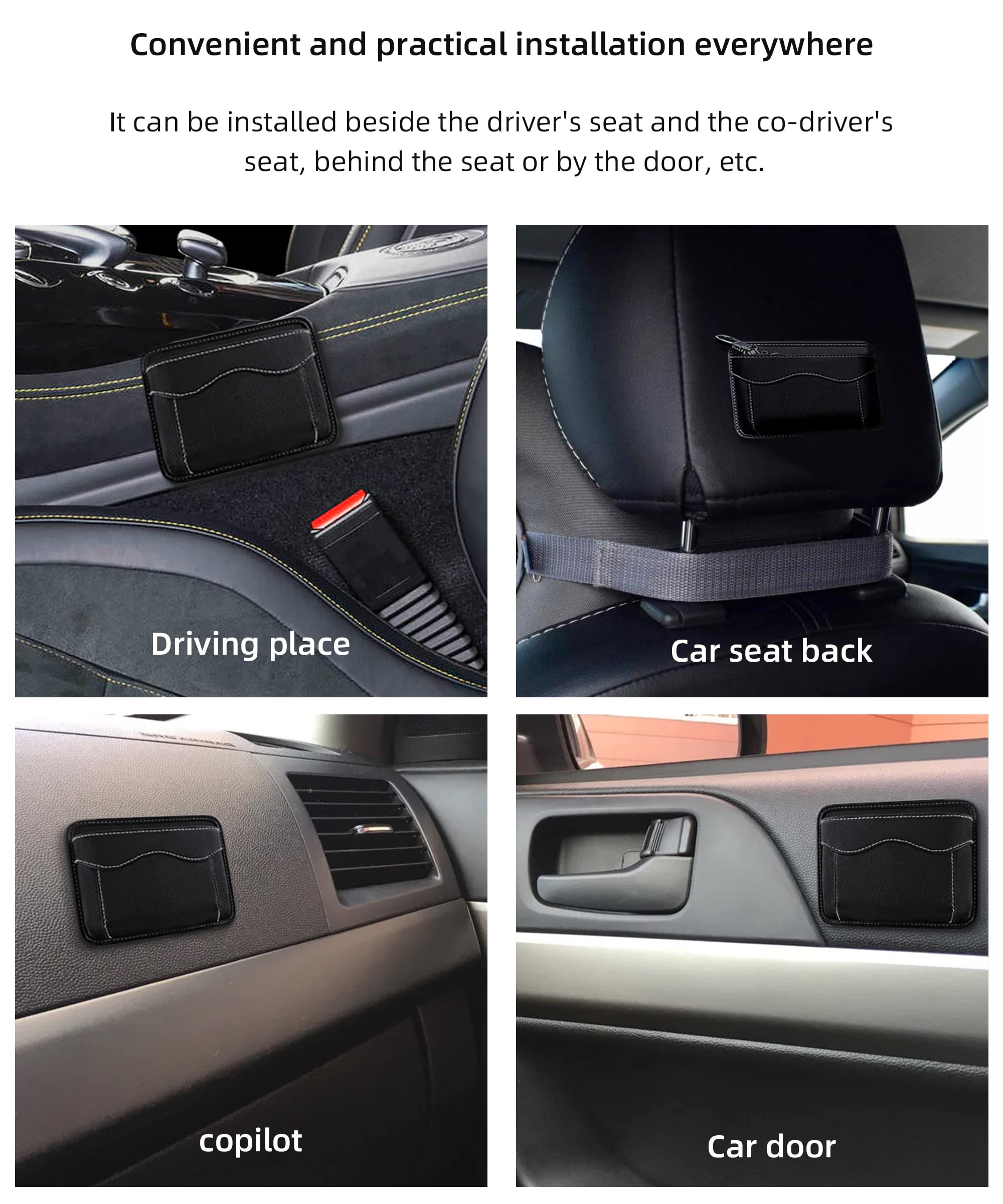 Car Seat Organizer with Side Pockets - PU Leather Storage Holder for Phone, Sunglasses, Pens & Essentials | Perfect for Road Trips, Commuting & Family Travel