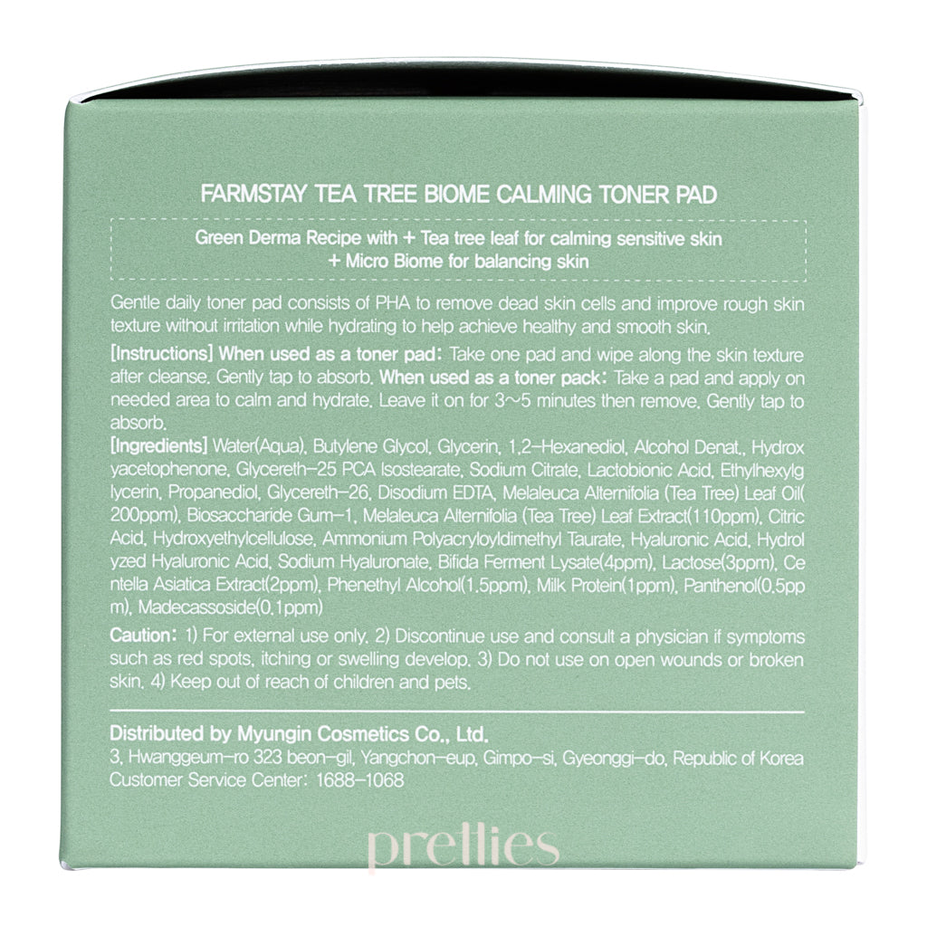 Farmstay Tea Tree Biome Calming Toner Pads 70 Count - Soothing & Hydrating Facial Treatment for Acne-Prone Skin - Perfect for Daily Skincare Routine & Travel Essentials