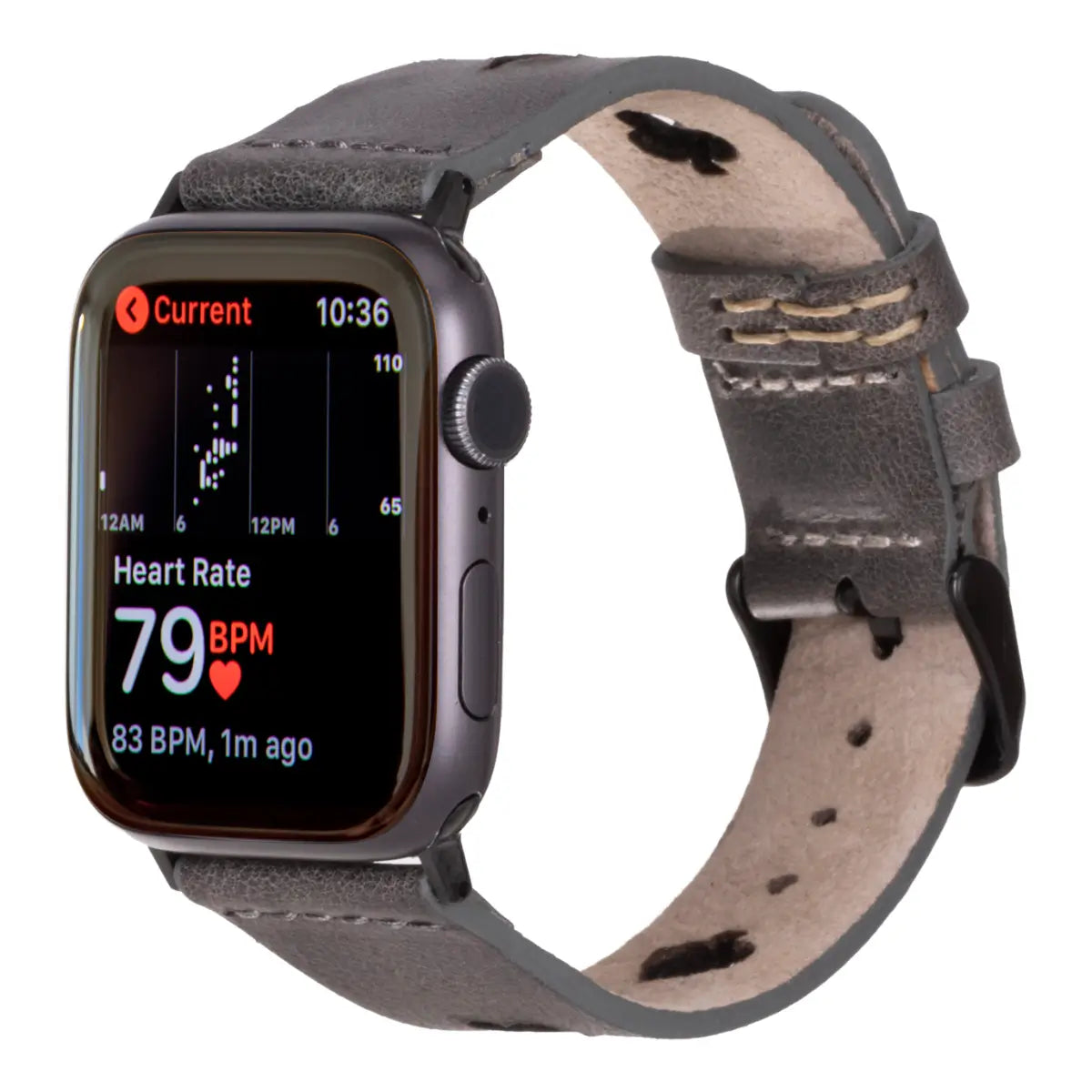 Premium Burnished Gray Leather Sport Band for Apple Watch - Stylish & Durable Replacement Strap for Workouts, Running & Everyday Wear