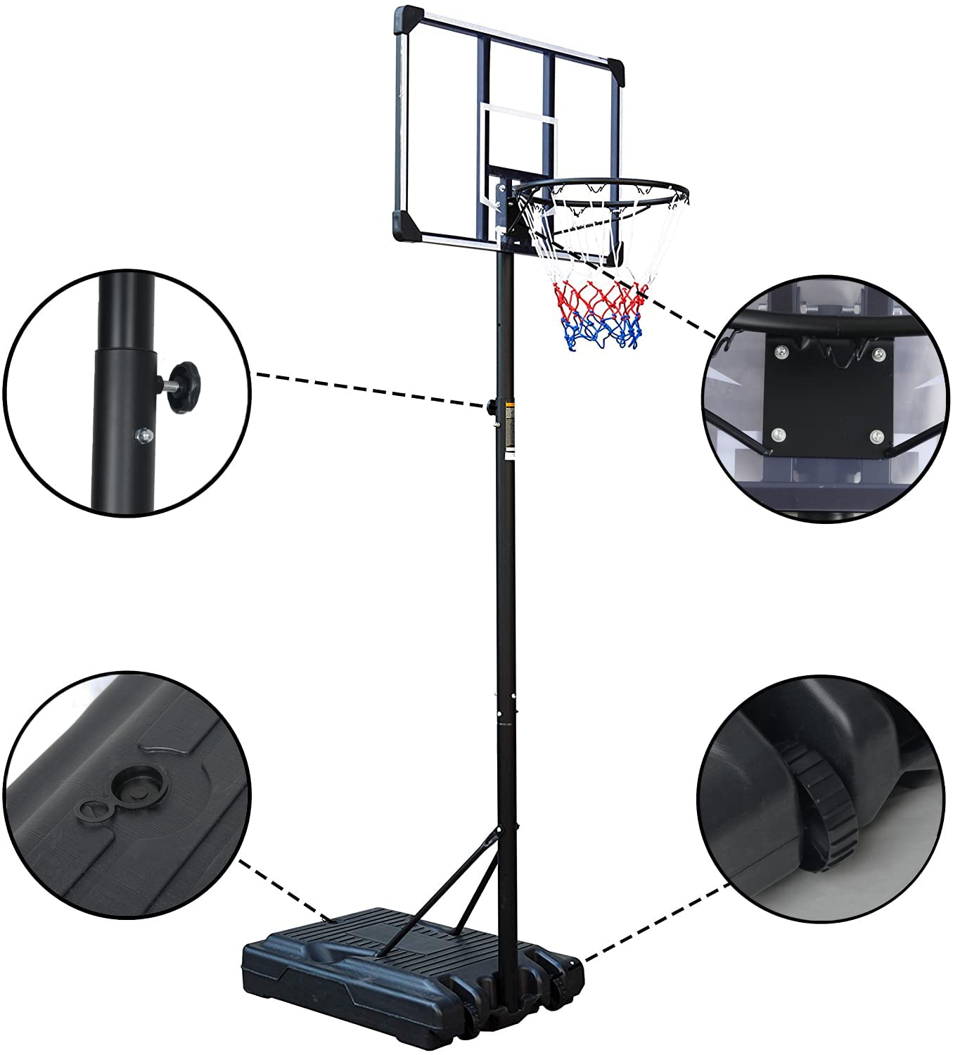 Adjustable Height Junior Portable Basketball Hoop - Kids Indoor/Outdoor Basketball Stand with Stable Base - Perfect for Backyard, Driveway & Playground Fun