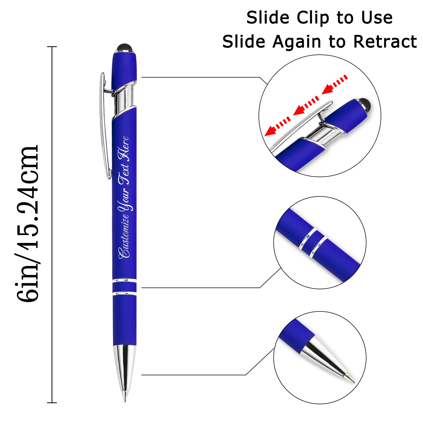 Custom Engraved Ballpoint Pens Bulk 200 Pack with Stylus Tip - Personalized Name/Message - Medium Point Black Ink - Ideal for Office, Birthday & Graduation Gifts for Men & Women - Perfect for Corporate Events, School Supplies & Promotional Giveaways