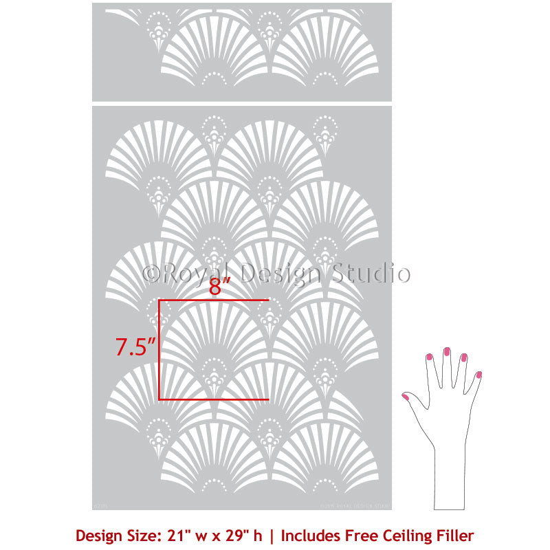 Gatsby Glam Art Deco Wall Stencil Kit - Vintage 1920s Geometric Pattern for DIY Home Decor, Living Room & Bedroom Accent Wall