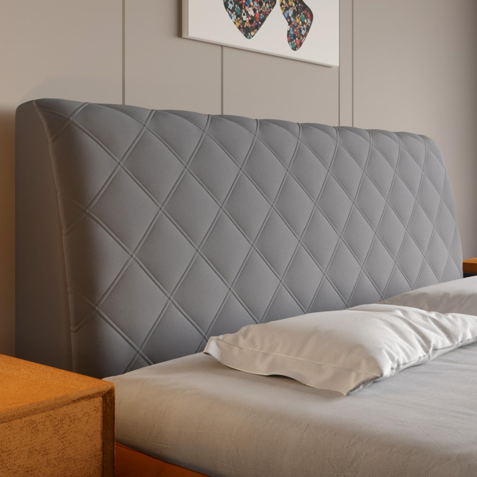 EFELIM Velvet Bed Headboard Cover - Queen & King Size Slipcover, Thick Quilted Dustproof Protector for Bedroom Decor (Dark Grey, 63 Inches) - Perfect for Home, Hotel & Guest Room Styling