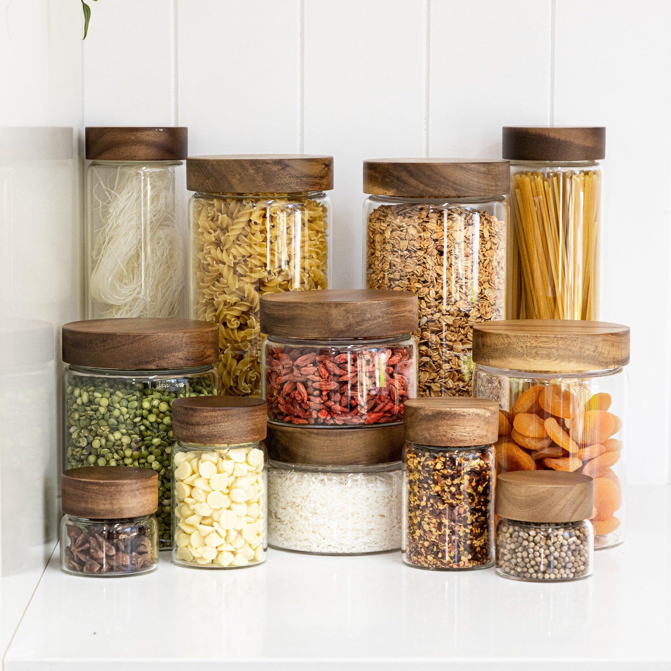 Premium Acacia Wood Lid Glass Jar - 250ml (8.5oz) Airtight Container for Spices, Tea, Coffee & Kitchen Storage | Eco-Friendly & Stylish Home Decor