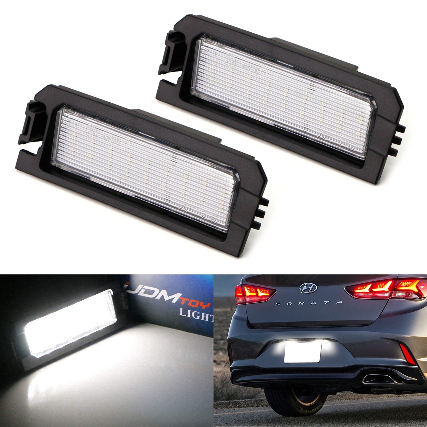 18 SMD LED License Plate Light Kit for Hyundai Sonata/Elantra/Veloster & Kia K5 - Super Bright White Lights, Easy Installation, Waterproof - Perfect for Night Driving & Car Customization