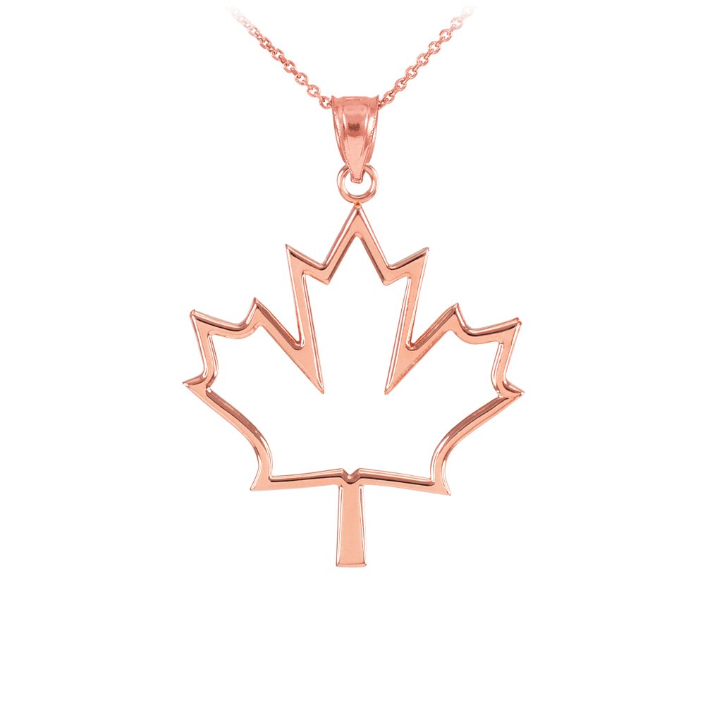 14k Rose Gold Maple Leaf Pendant Necklace - Elegant Openwork Design, High Polish Finish | Perfect for Nature Lovers, Everyday Wear & Special Occasions