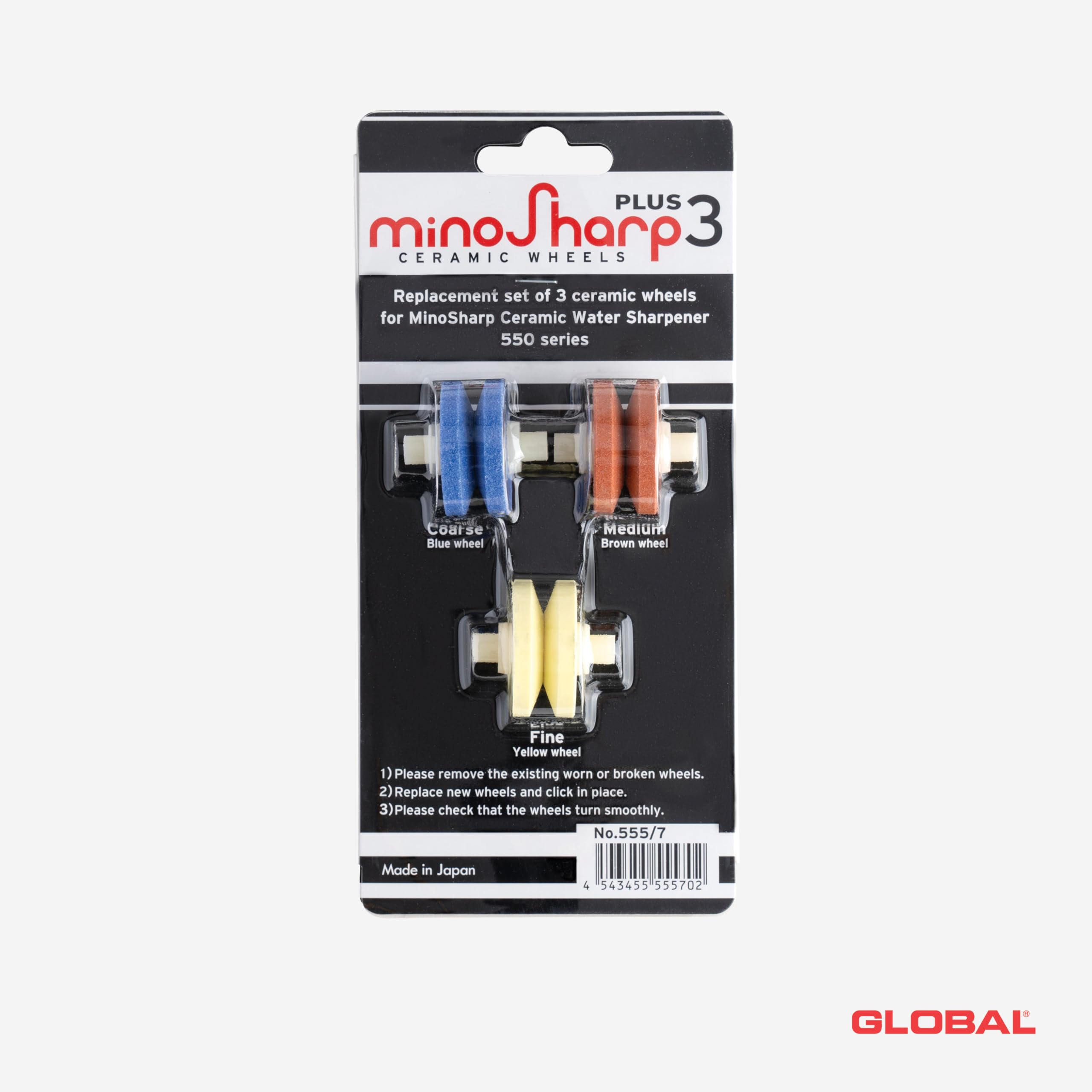 AS ONE Minosharp Plus 3 Replacement Ceramic Wheels for 550 Models - Blue, Brown, Yellow - Compatible with Angle Grinder - Perfect for Metal Cutting, Grinding & Polishing in Construction & DIY Projects
