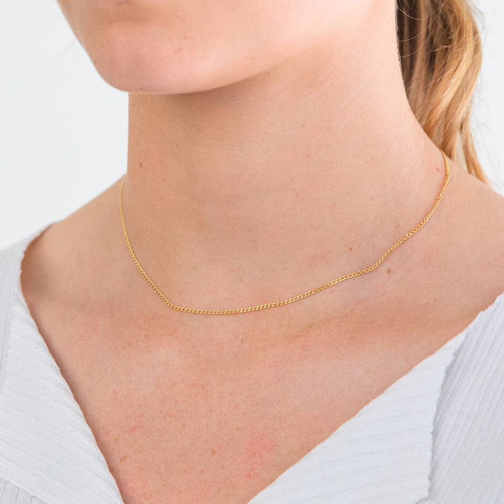 9ct Yellow Gold 40 Gauge 40cm Curb Chain Necklace - Durable & Stylish Jewelry for Men & Women - Perfect for Everyday Wear, Gifts & Special Occasions