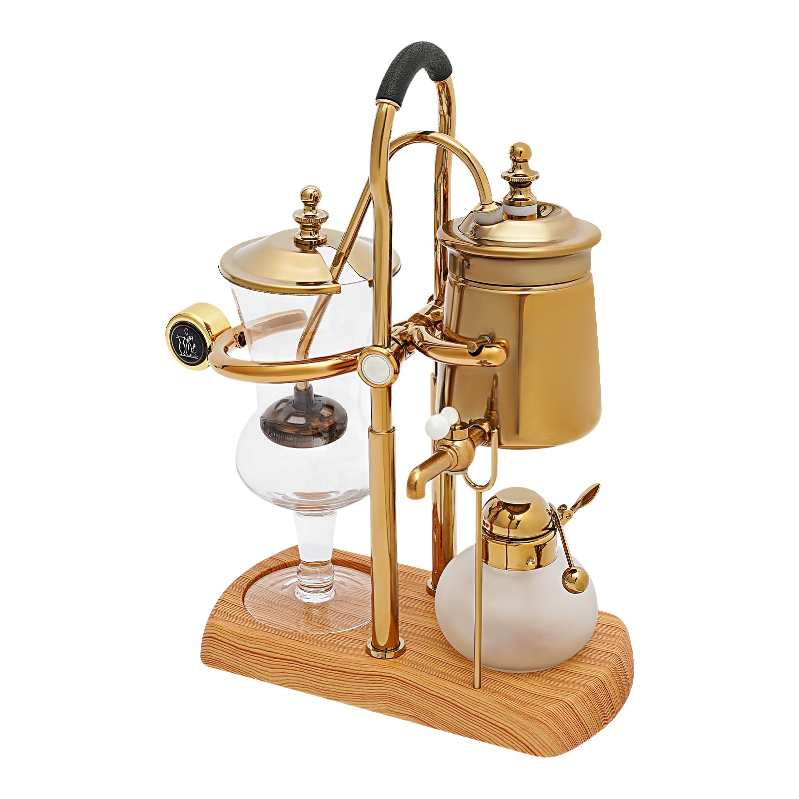 Premium Belgian Siphon Coffee Maker - 500ml/15 oz Vintage Gravity Balance Brewer with Elegant Retro Gold Design - Perfect for Home Brewing & Coffee Enthusiasts