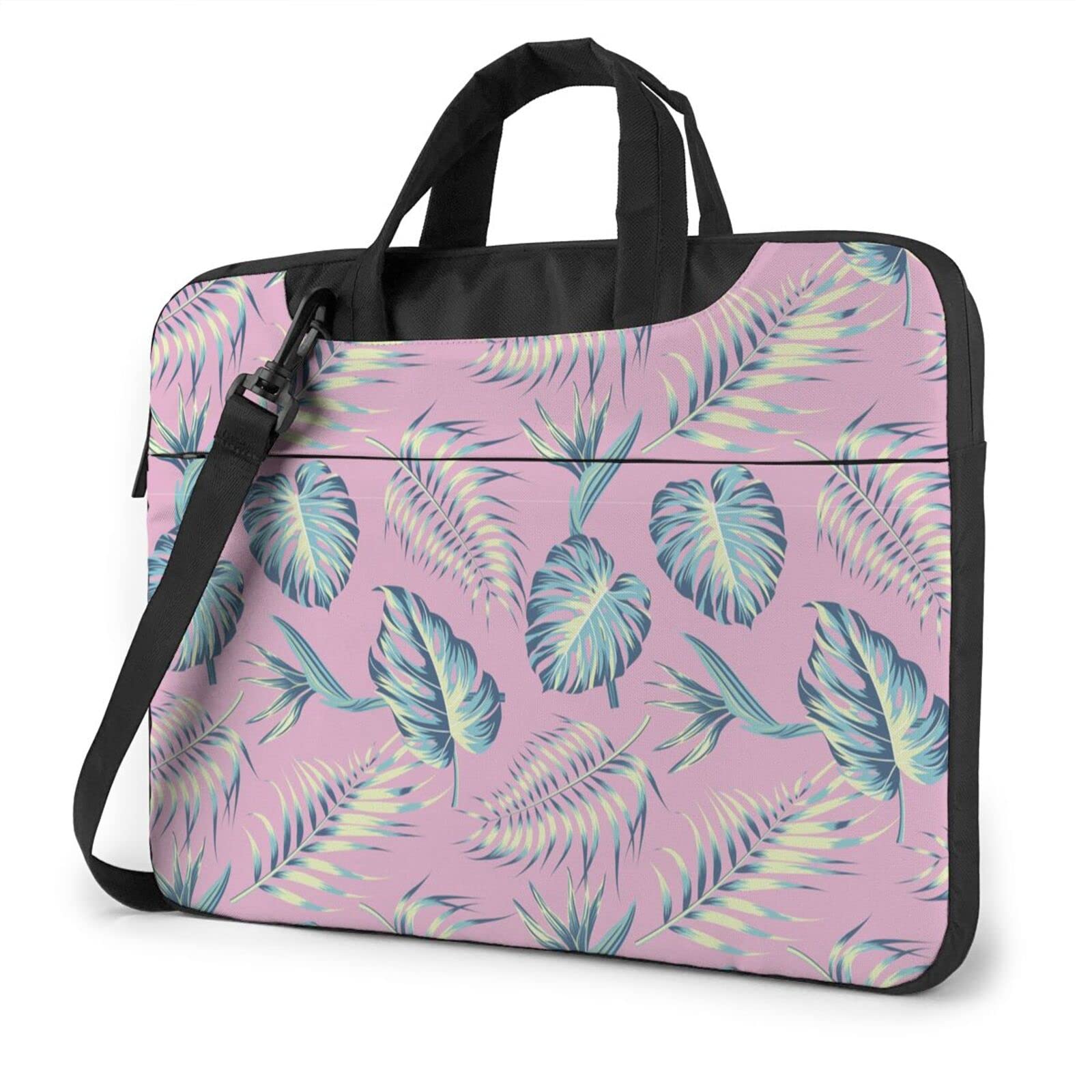 Floral Laptop Shoulder Bag with Leaves Design - Stylish Computer Tote Messenger Briefcase & Sleeve for Work, Travel, and School