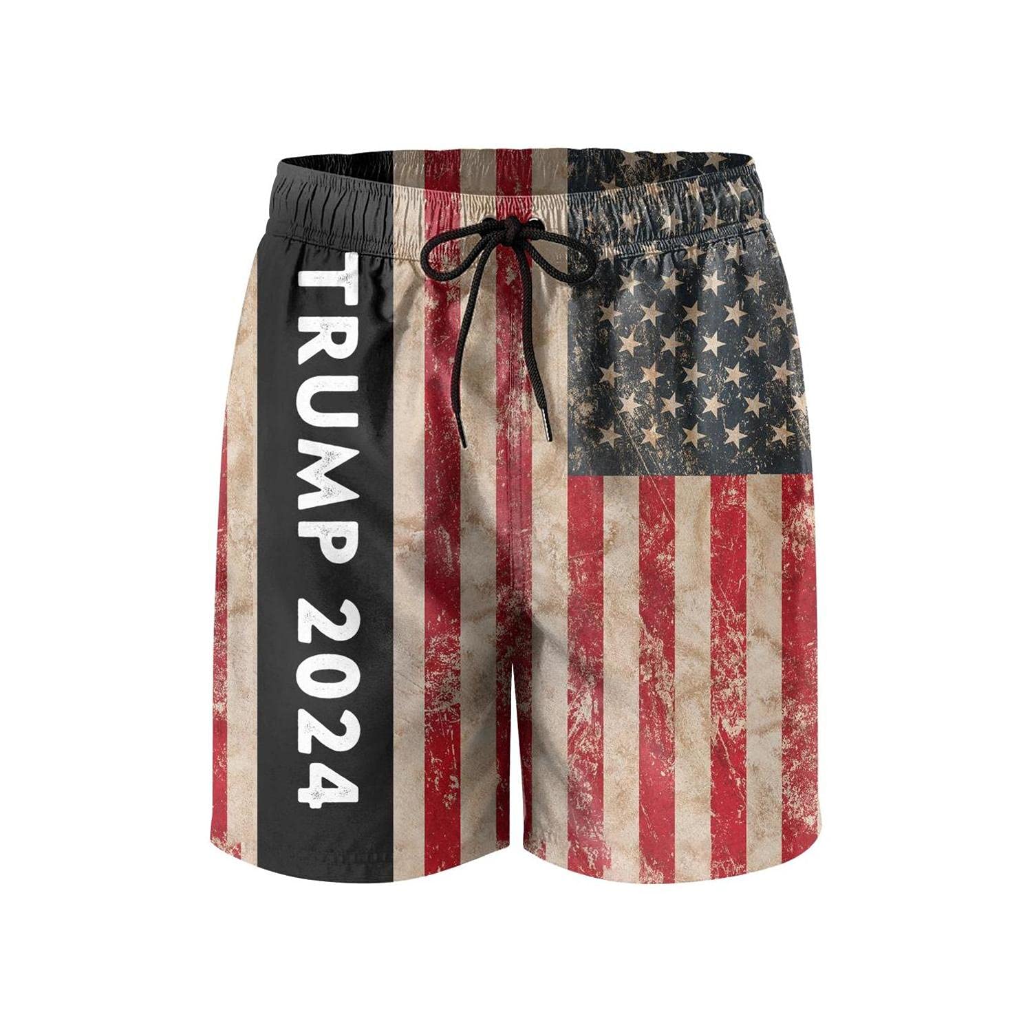 Trump 2024 Patriotic Men's Swim Trunks - Quick Dry Breathable Swim Shorts for Men - Comfortable Board Shorts for Swimming, Beach & Pool - White