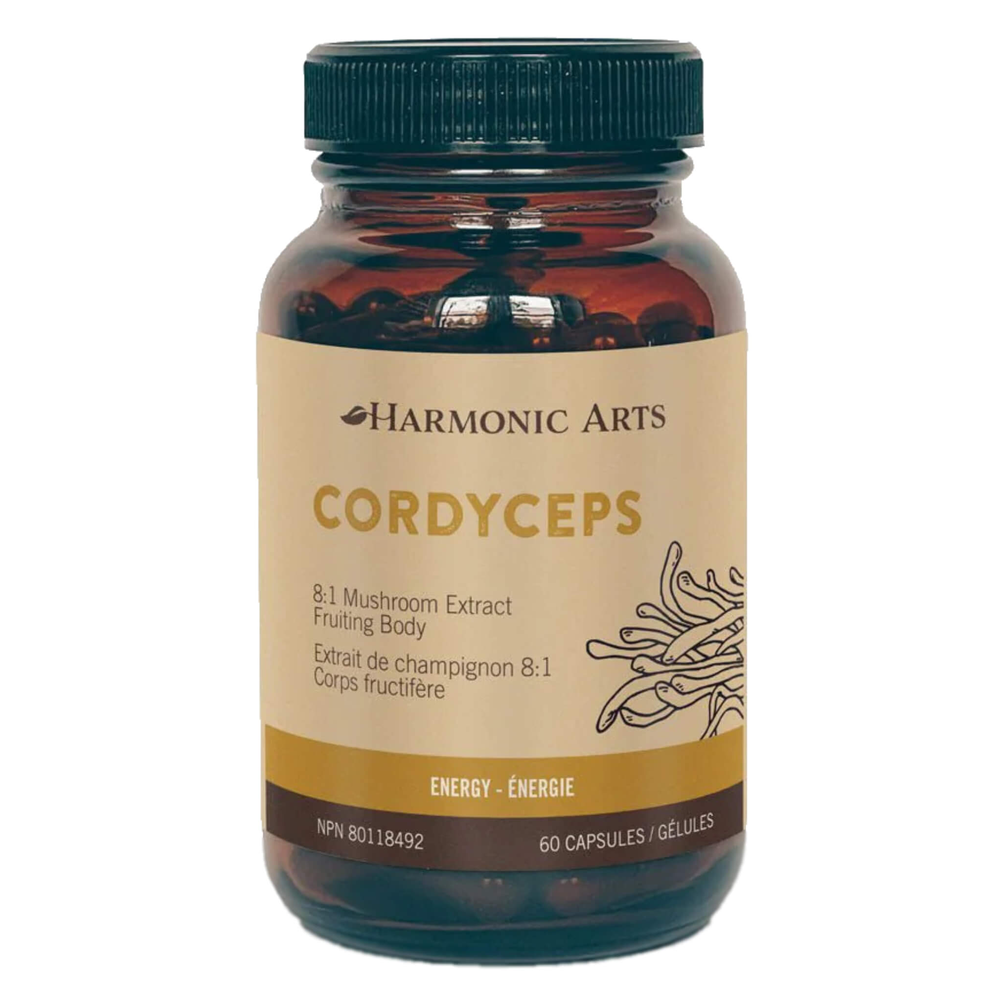 Premium Cordyceps Mushroom Capsules 1000mg - Organic Immune Support Supplement for Energy & Vitality - Vegan, Non-GMO (60 Capsules) - Boost Stamina for Athletes & Busy Professionals