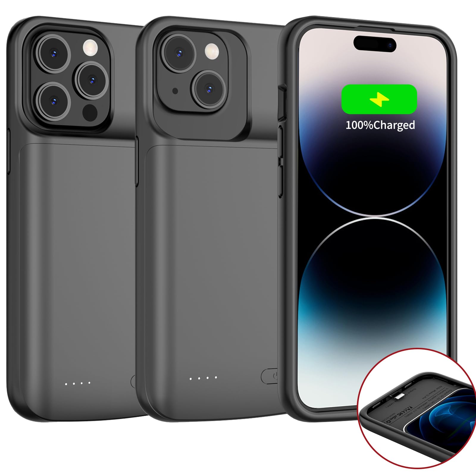 7000mAh Rechargeable Power Bank Case for iPhone 14 Plus/14 Pro Max/13 Pro Max/12 Pro Max - Portable External Battery Charger with Protective Cover - Perfect for Travel, Outdoor Activities and Emergency Charging