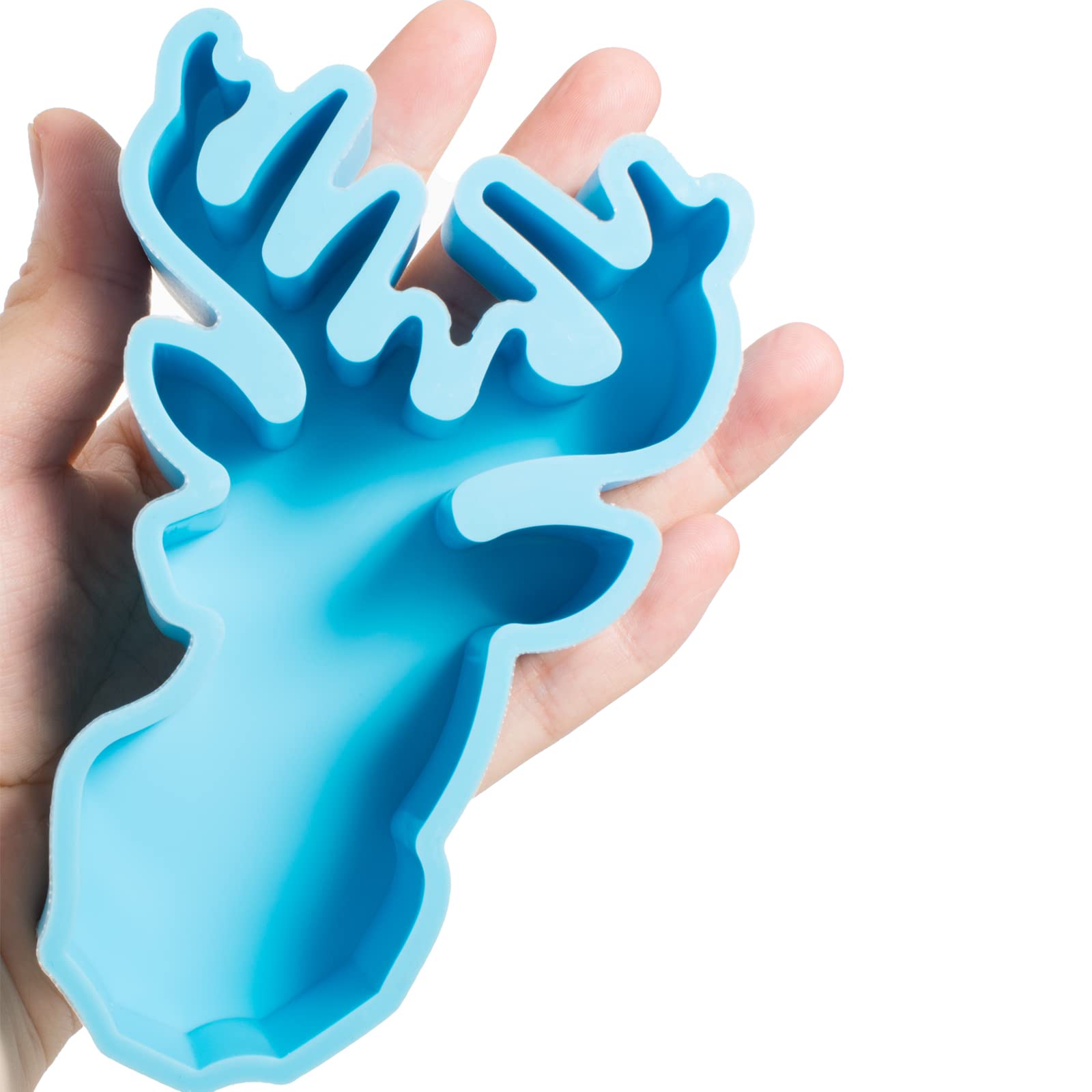 Qeuly Large Deer Head Silicone Mold for Epoxy Resin, Aroma Beads, Wax Melts, Soap & Candle Making - DIY Craft Mold for Car Fresheners, Home Decor & Gifts