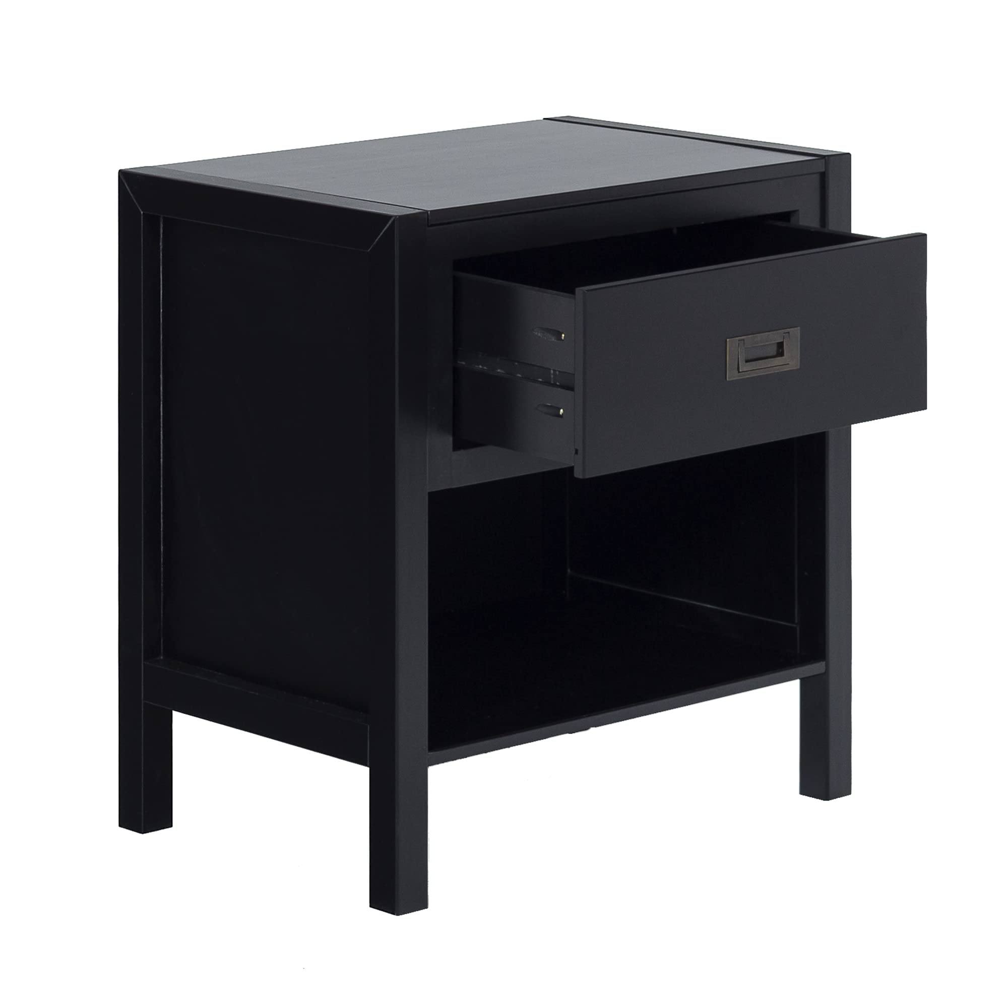 Walker Edison Traditional Simple Wood Rectangle Side Table with 1 Drawer - Black End Table for Living Room, Bedroom & Office - Perfect for Storage, Reading Lamps & Decor