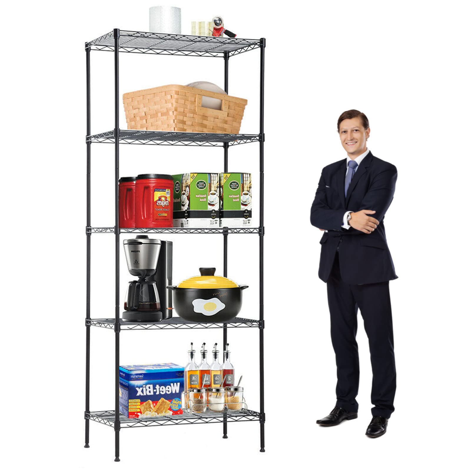 5-Tier Heavy Duty Metal Wire Shelving Unit - NSF Certified Commercial Grade Storage Rack, 14