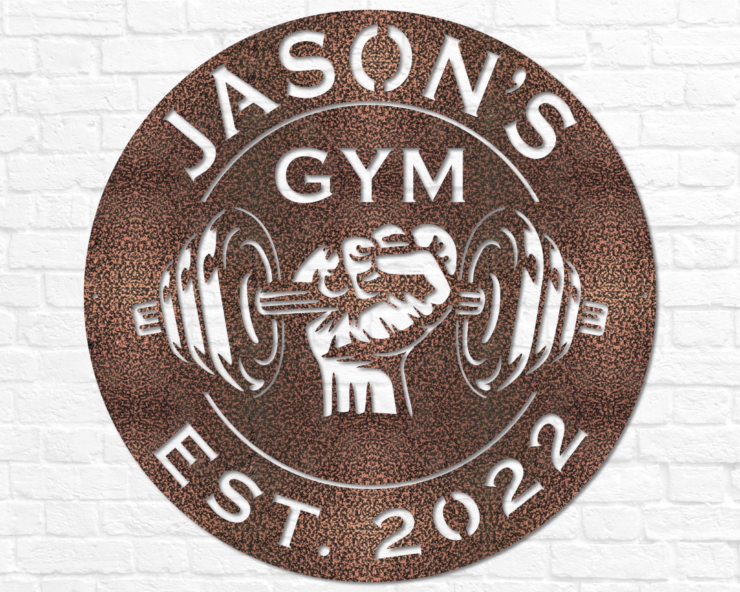 Custom Metal Dumbbell Gym Sign - Personalized Workout Room Wall Art for Home & Garage Gym Decor