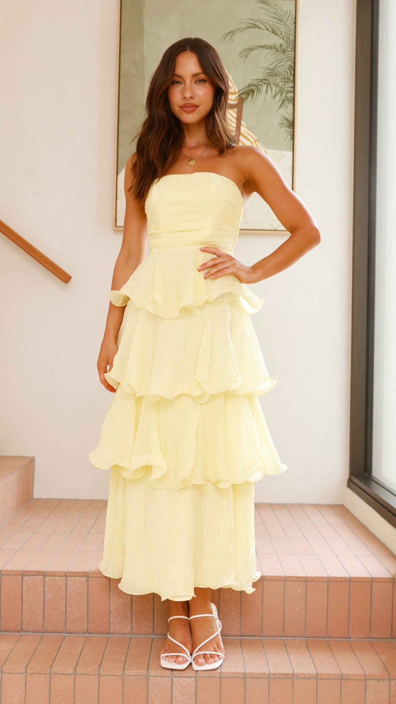 Lanica Women's Maxi Dress - Flowy Long Summer Dress in Yellow | Perfect for Beach, Vacation & Casual Wear