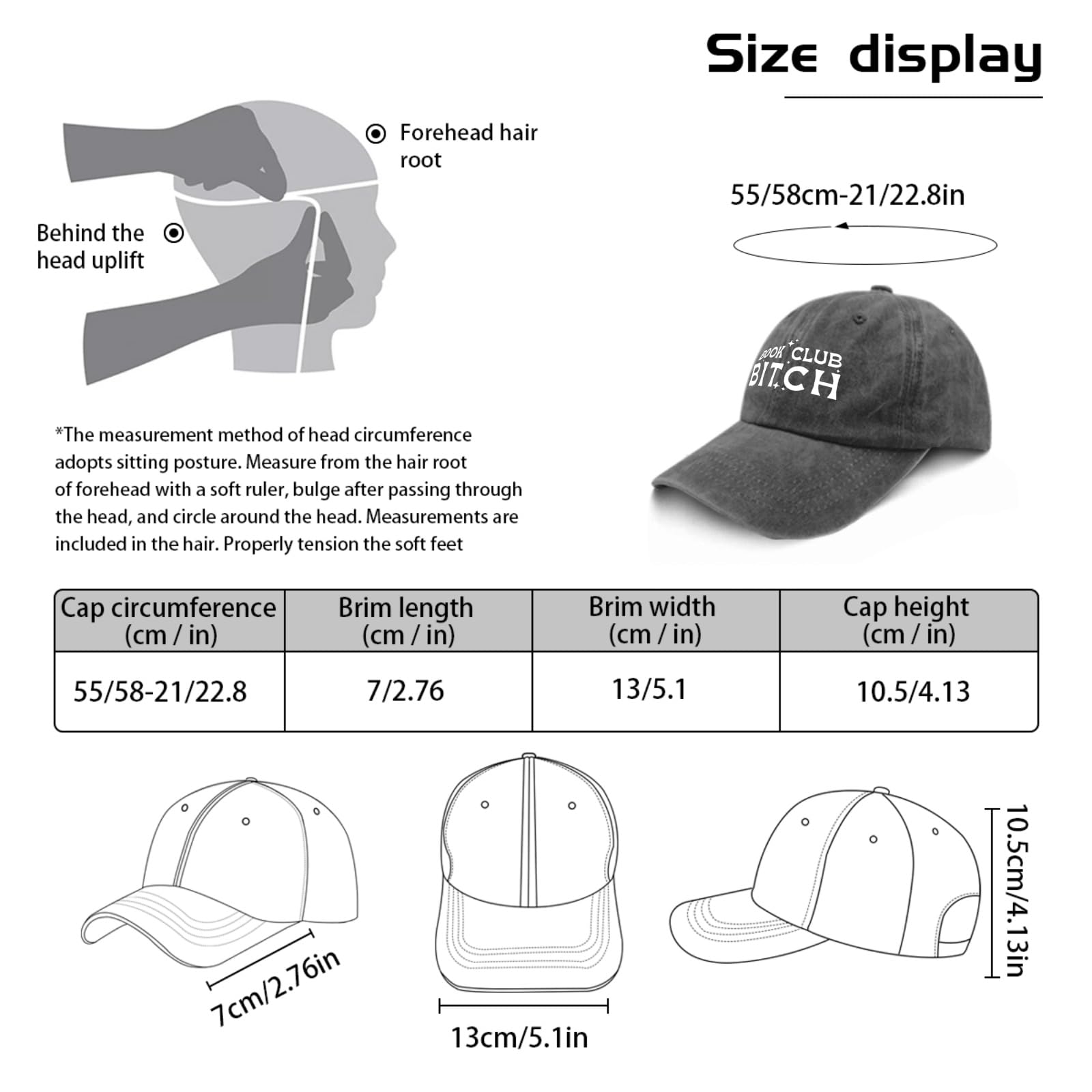 Custom Book Club Bitch Baseball Cap for Men - Pigment Black Golf Hat, Stylish Gift for Girlfriends, Beach & Outdoor Activities | Perfect for Golfing, Beach Trips, and Casual Wear