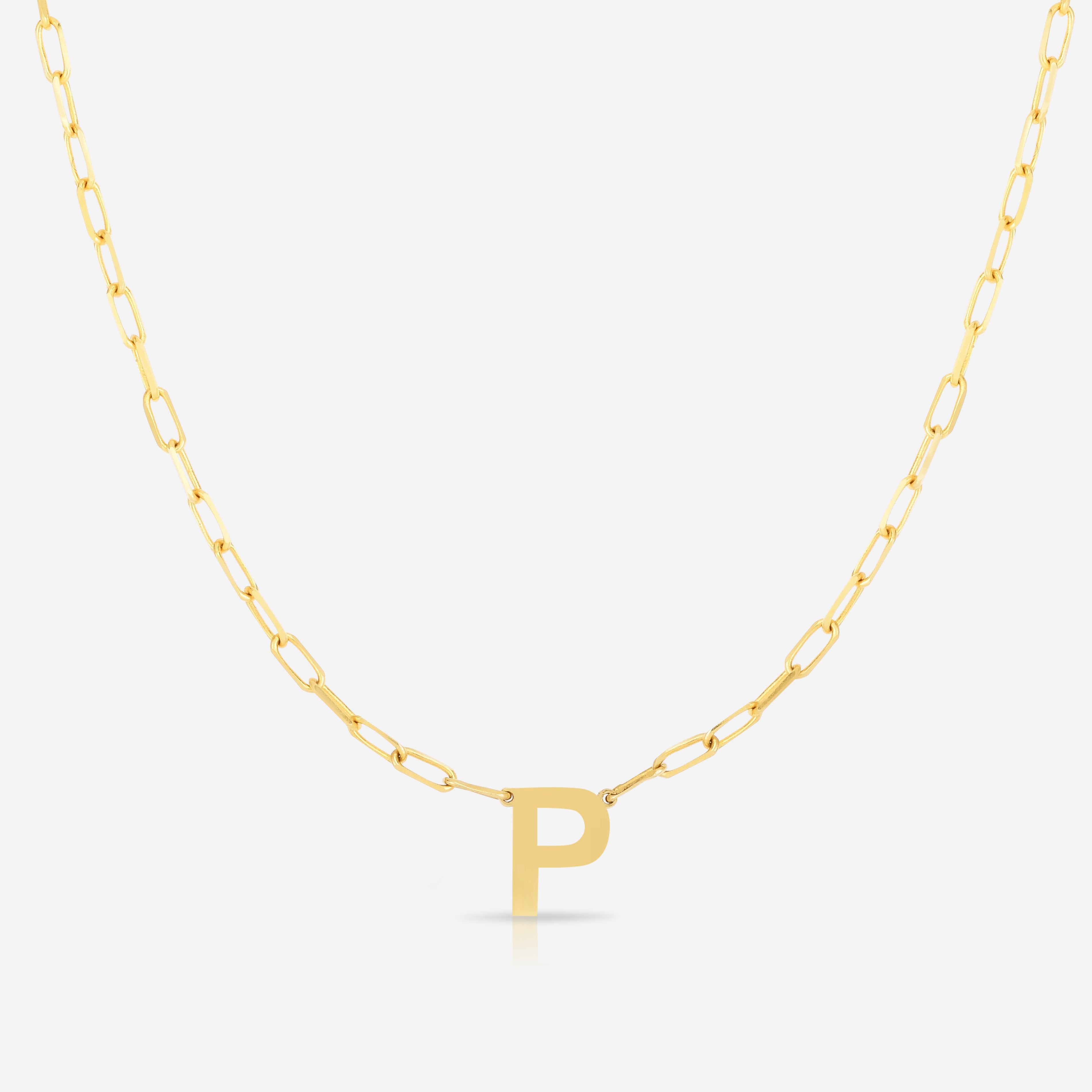 Block Initial & Link Chain Necklace for Women - Personalized Name Necklace, Dainty Layering Jewelry Gift for Her - Perfect for Birthdays, Anniversaries and Everyday Wear
