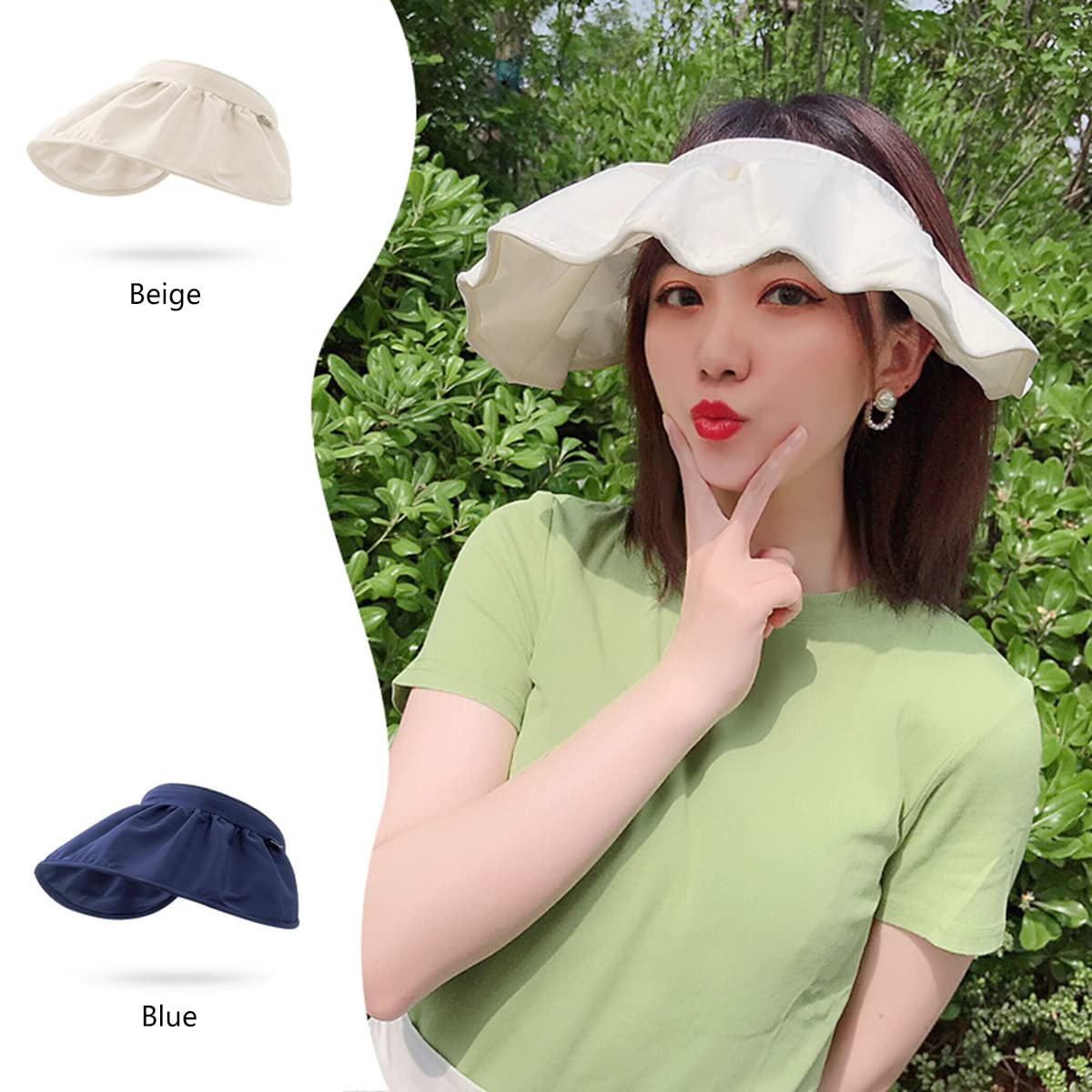 Women's Summer Sun Hat with Wide Brim - UPF 50+ UV Protection, Foldable & Adjustable Travel Hat for Beach, Hiking & Outdoor Activities - 2-in-1 Empty Top Design for Women & Girls