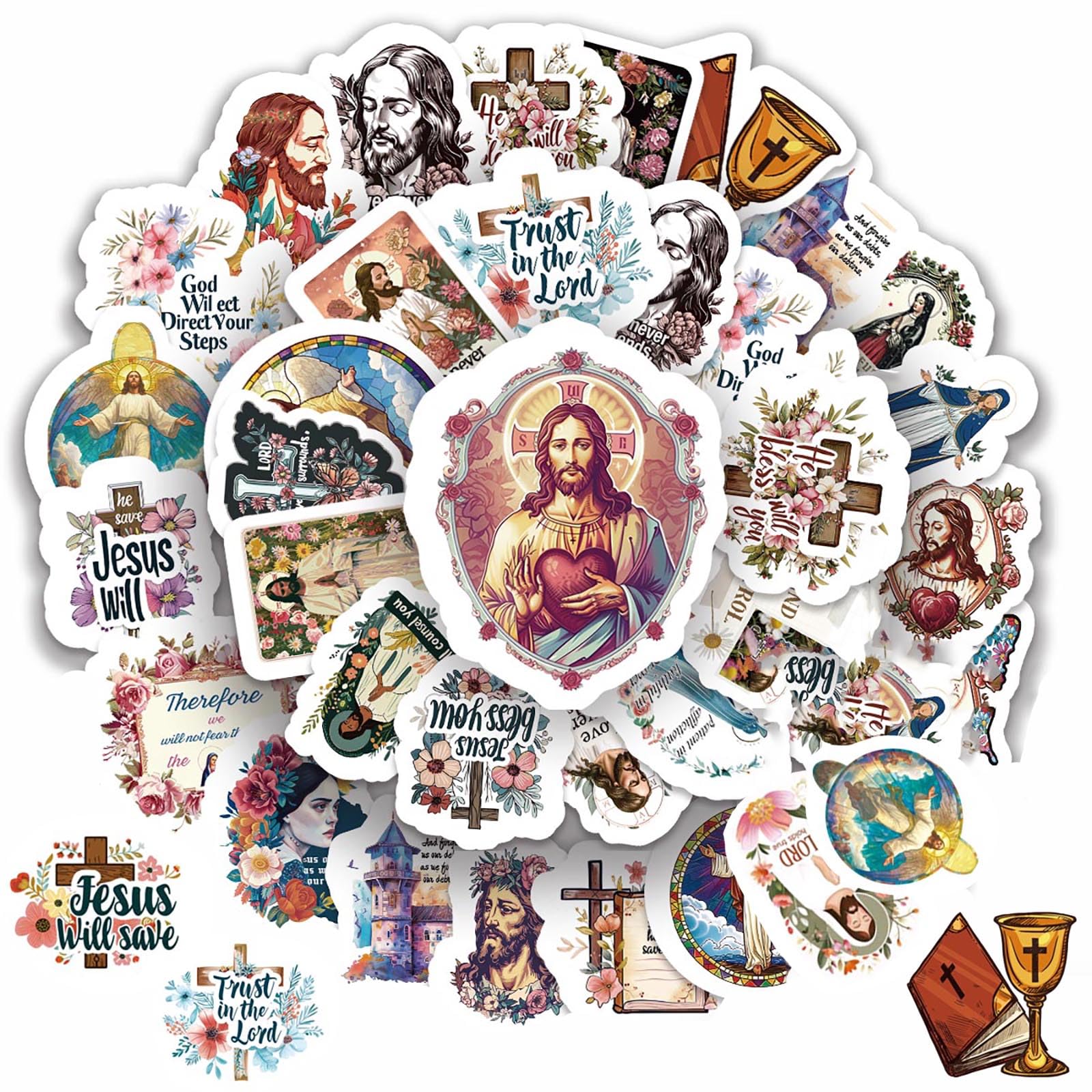 50 Pcs Inspirational Christian Stickers - Bible Verse, Boho Faith Designs for Journaling, Water Bottles & Religious Gifts | Perfect for Scrapbooking, Bible Study & Spiritual Encouragement