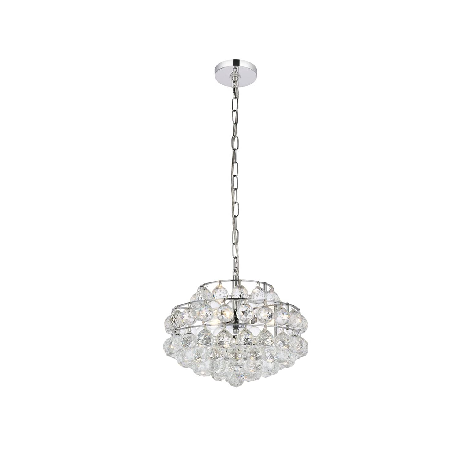 Modern Chrome 14-inch Savannah Pendant Light - Bright Indoor Ceiling Lighting for Living Room, Bedroom & Dining Room Decoration