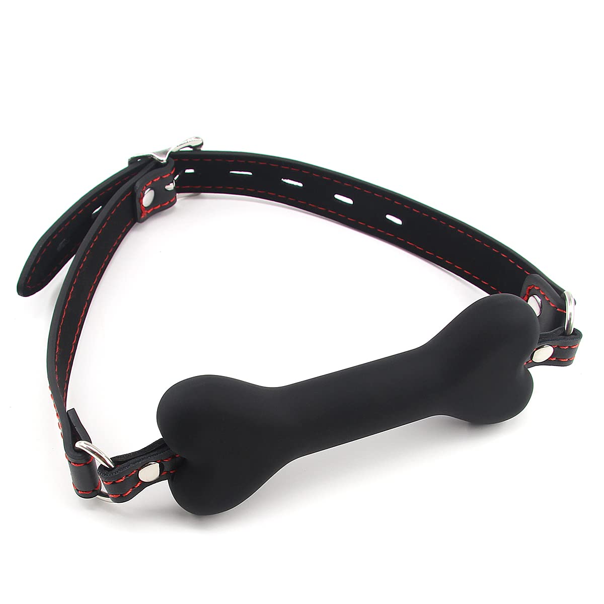 Premium Silicone Dog Bone Gag for BDSM & Bondage Play - Open Mouth Restraint Toy with Comfortable Bite Muzzle (Black) - Perfect for Roleplay, Fetish Scenes & Adult Playtime