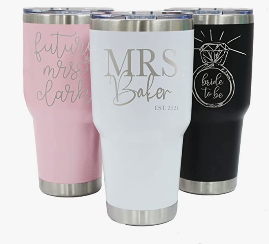 Personalized Bride Tumbler - Custom Engraved Pink Water Cup for Brides, Bride-to-Be, Future Mrs | Perfect Engagement Gift, Wedding Shower Present & Bachelorette Party Favor - Ideal for Coffee, Tea & Hydration on Wedding Day