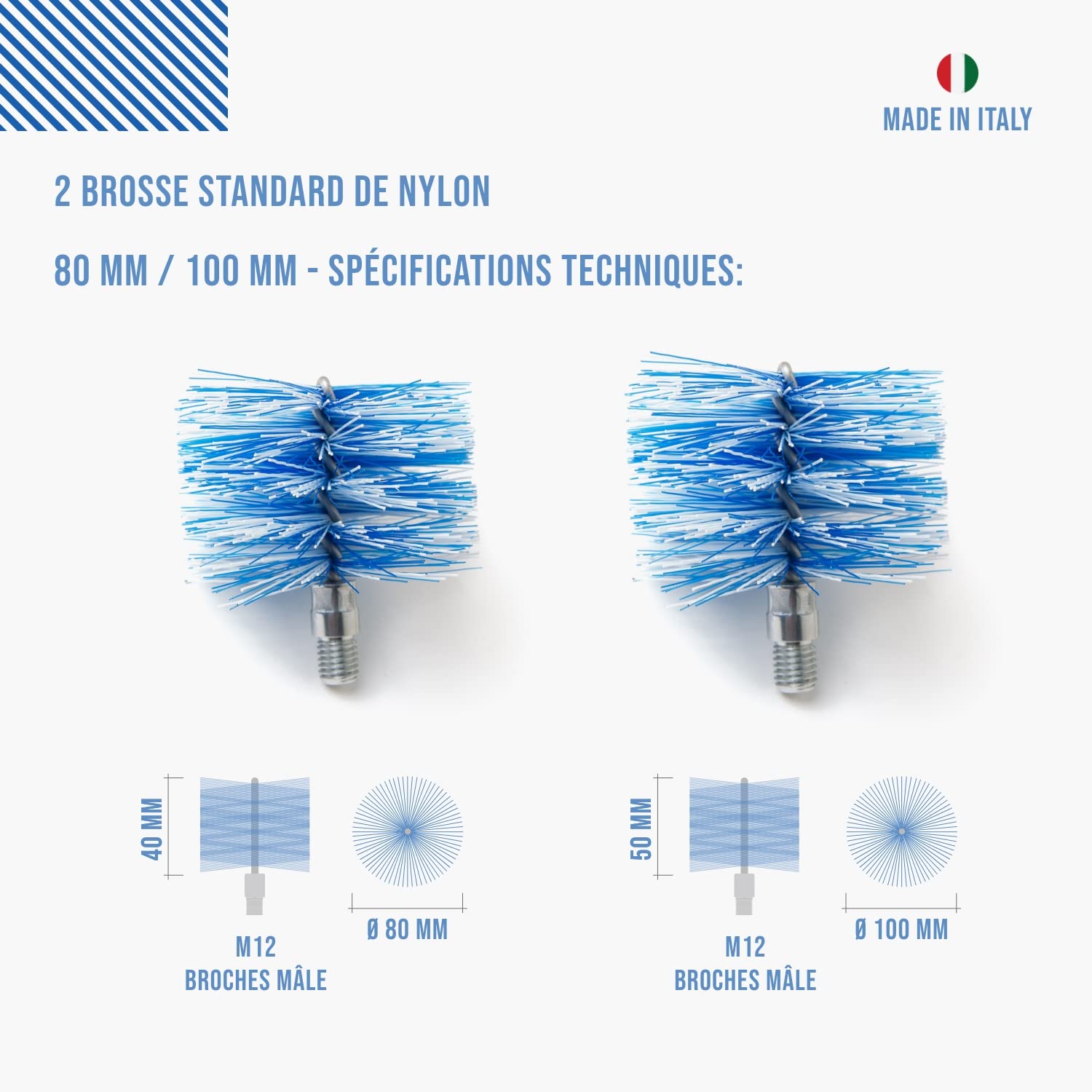 BARETTO Pellet Stove Cleaning Kit Replacement Brushes – 2-Pack Nylon Brushes (80mm & 100mm) for Curved Pellet Stoves – Perfect for Ash Removal and Stove Maintenance