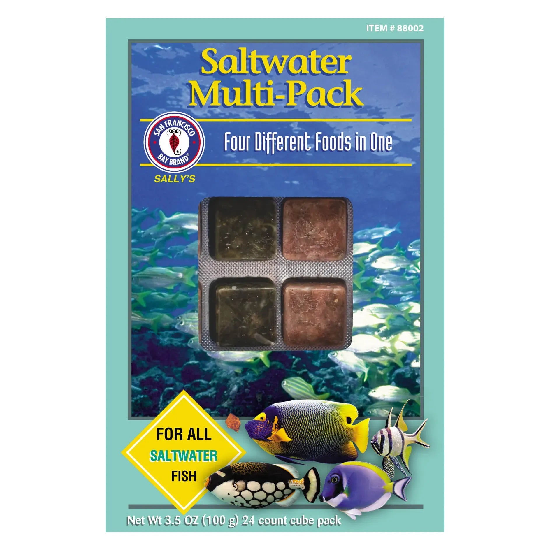 San Francisco Bay Brand Premium Frozen Saltwater Multi Pack - 3.5oz Nutrient-Rich Fish Food Cubes for Marine Aquariums | Perfect for Saltwater Fish, Corals & Invertebrates