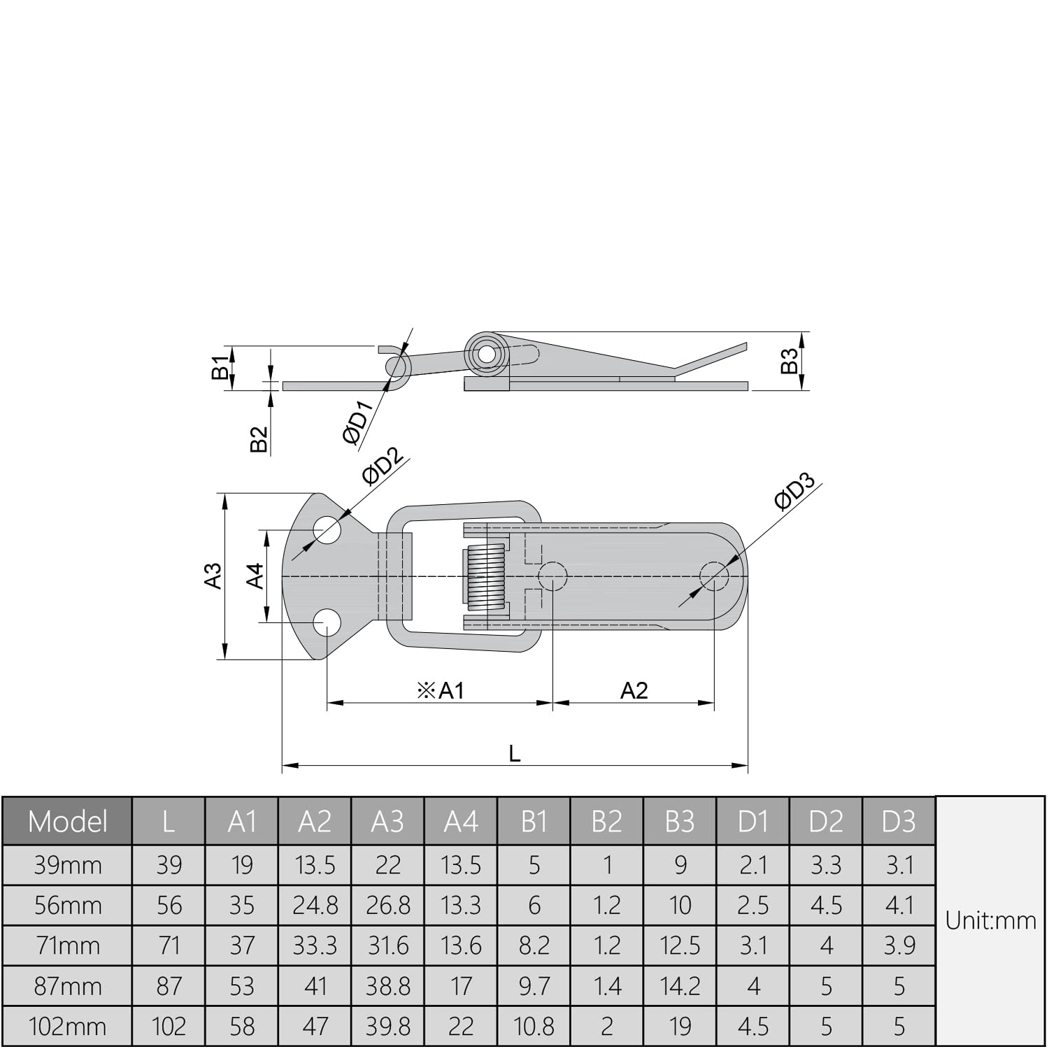 304 Stainless Steel Spring Loaded Toggle Latch Hasp - 3.43