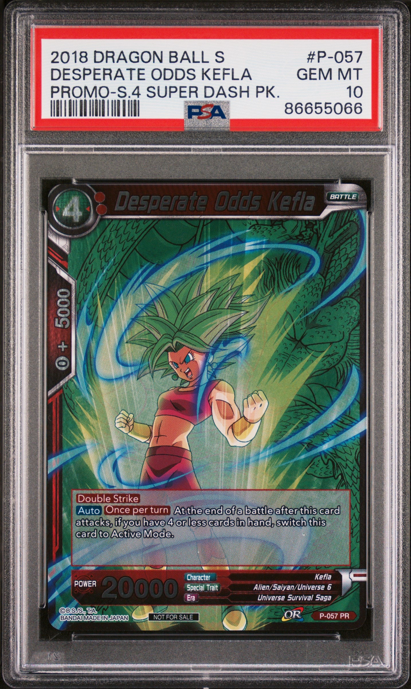 2018 Dragon Ball Super Desperate Odds Kefla #P 057 PSA 10 Graded Card - Collectible Anime Trading Card for Fans & Display in Home or Office
