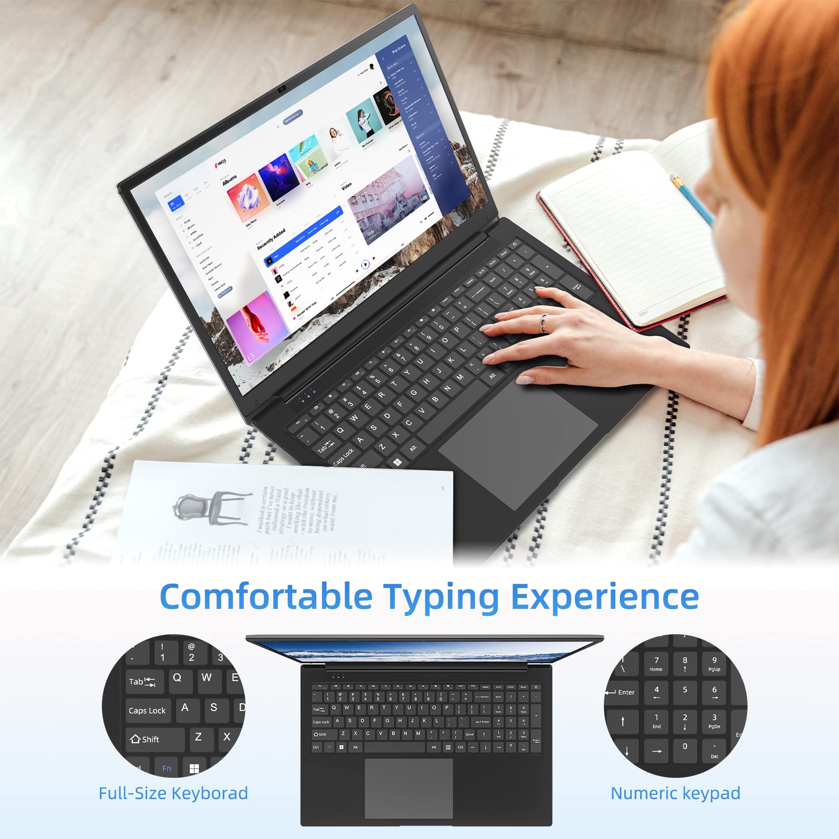 Naclud 17.3 Inch Laptop - 4GB DDR4 RAM, 128GB SSD (Expandable to 512GB via TF Card), Intel Celeron Dual-Core Processor, Full HD 1920x1080 Display, 2x USB 3.0 Ports, Dual Band WiFi, Bluetooth 4.2 - Includes 8-Language Keyboard Protector | Perfect for Home Office, Online Learning & Business Travel