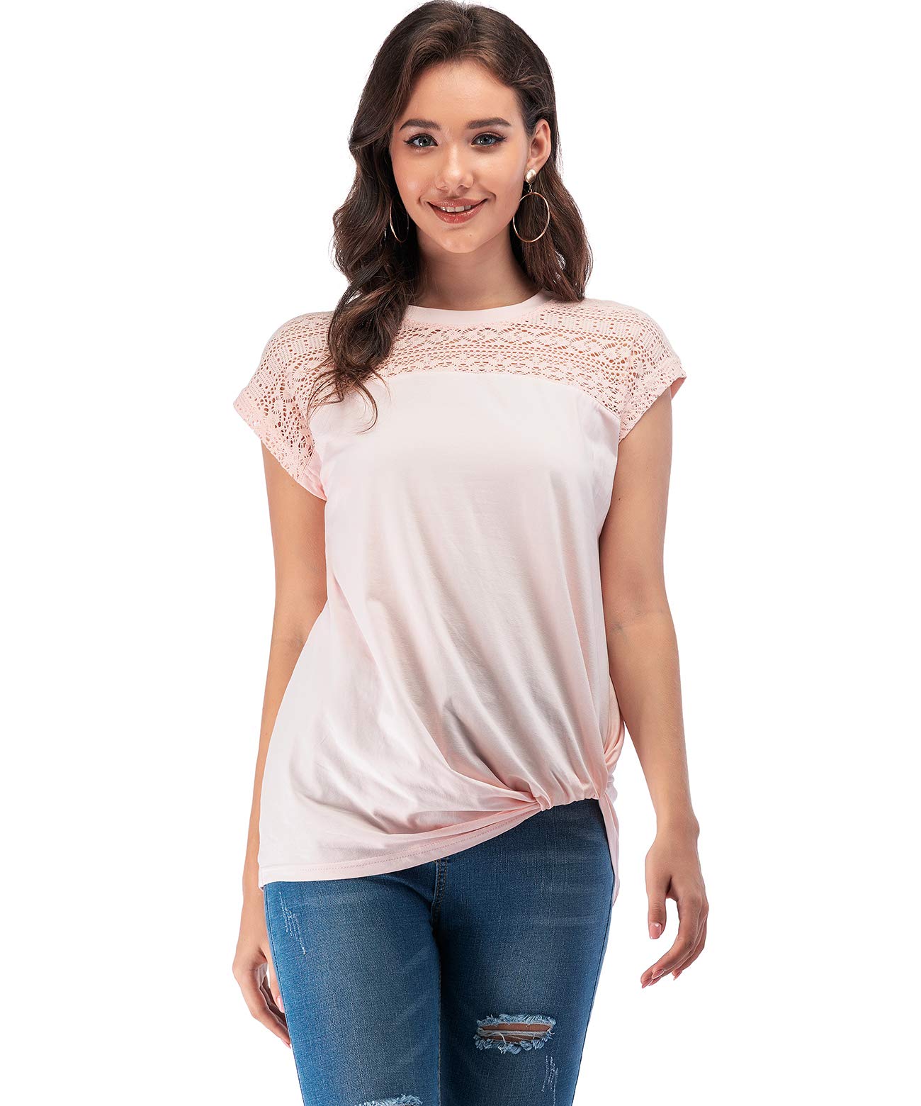 MSHING Women's Casual Short Sleeve V-Neck T-Shirt - Loose Fit Summer Basic Tee for Everyday Wear | Cute & Comfortable Top for Outings, Work, and Relaxation