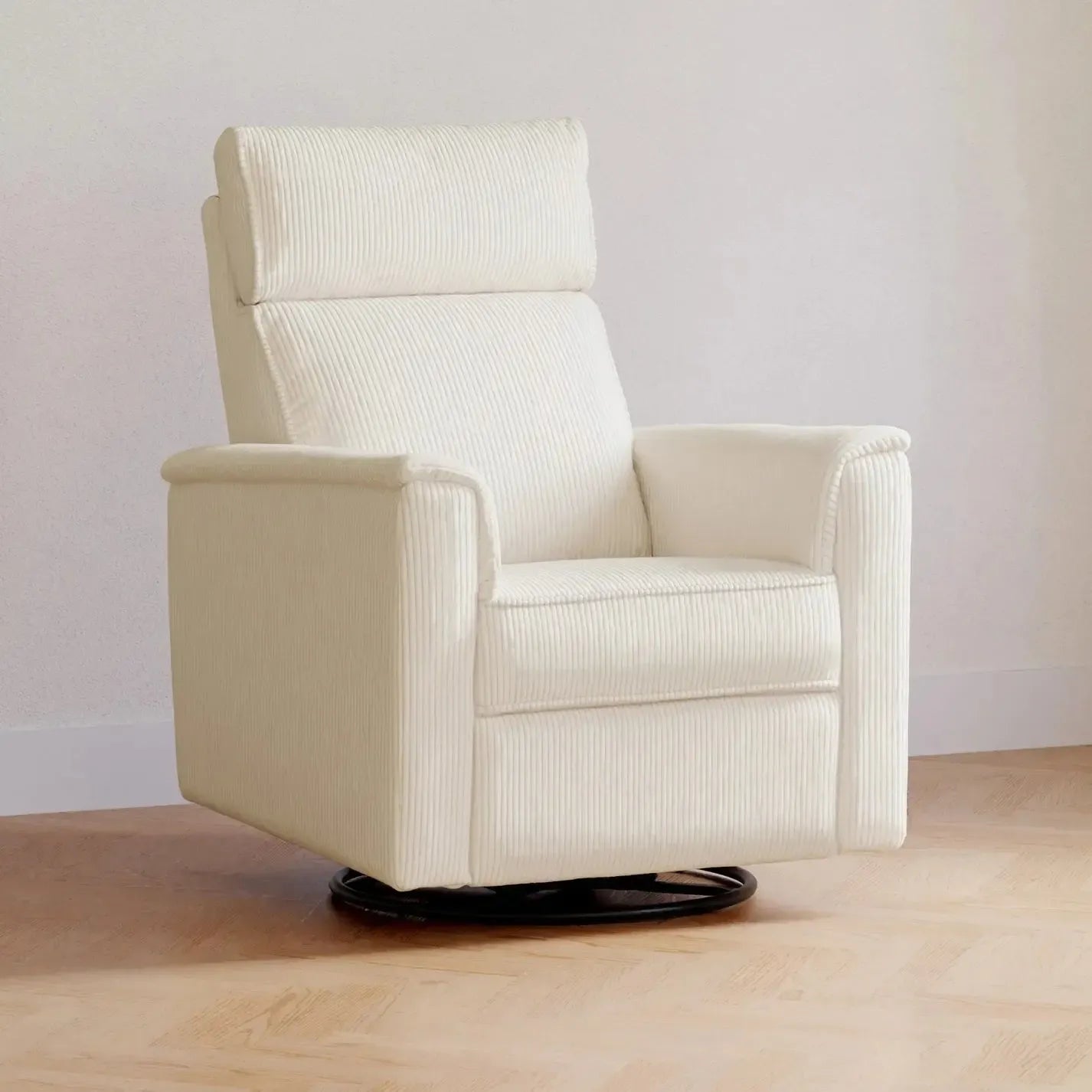 Monogram by Namesake Willa Power Recliner with Adjustable Headrest - Ivory Corduroy Upholstery | Exclusive Modern Living Room Furniture for Home Theater & Relaxation