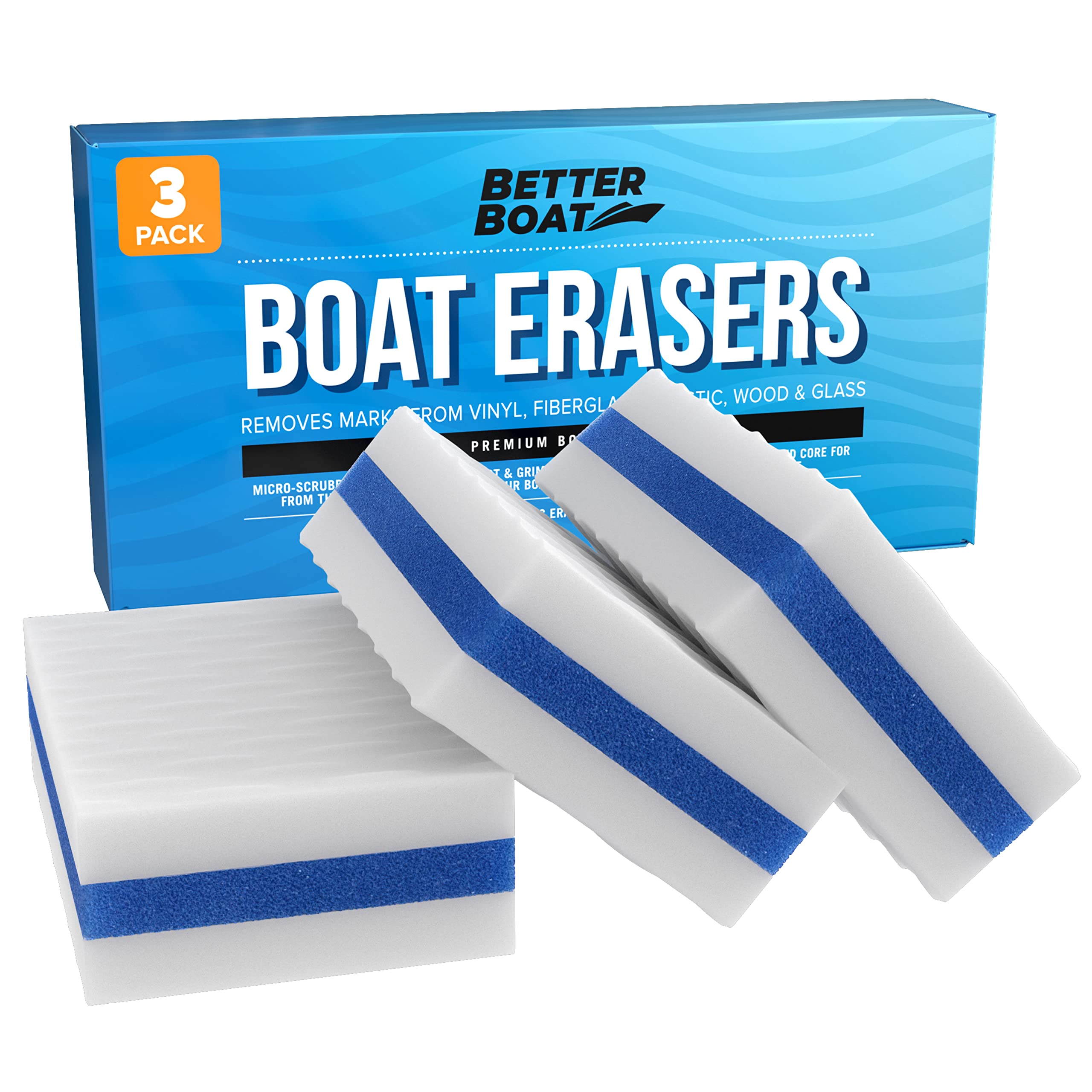 Premium Boat Scuff Erasers - Heavy Duty Marine Grade Cleaning Pads for Vinyl, Fiberglass & Pontoon Boats | Ideal for Removing Scratches, Stains & Oxidation | Perfect Gift for Boaters, Fishermen & Water Enthusiasts | Use on Decks, Hulls & Fishing Gear