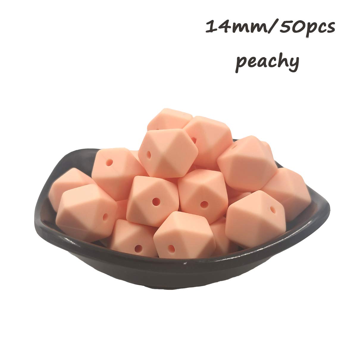 14mm Hexagonal Silicone Beads for DIY Jewelry & Keychains - 50pcs Bulk Craft Beads for Women & Moms