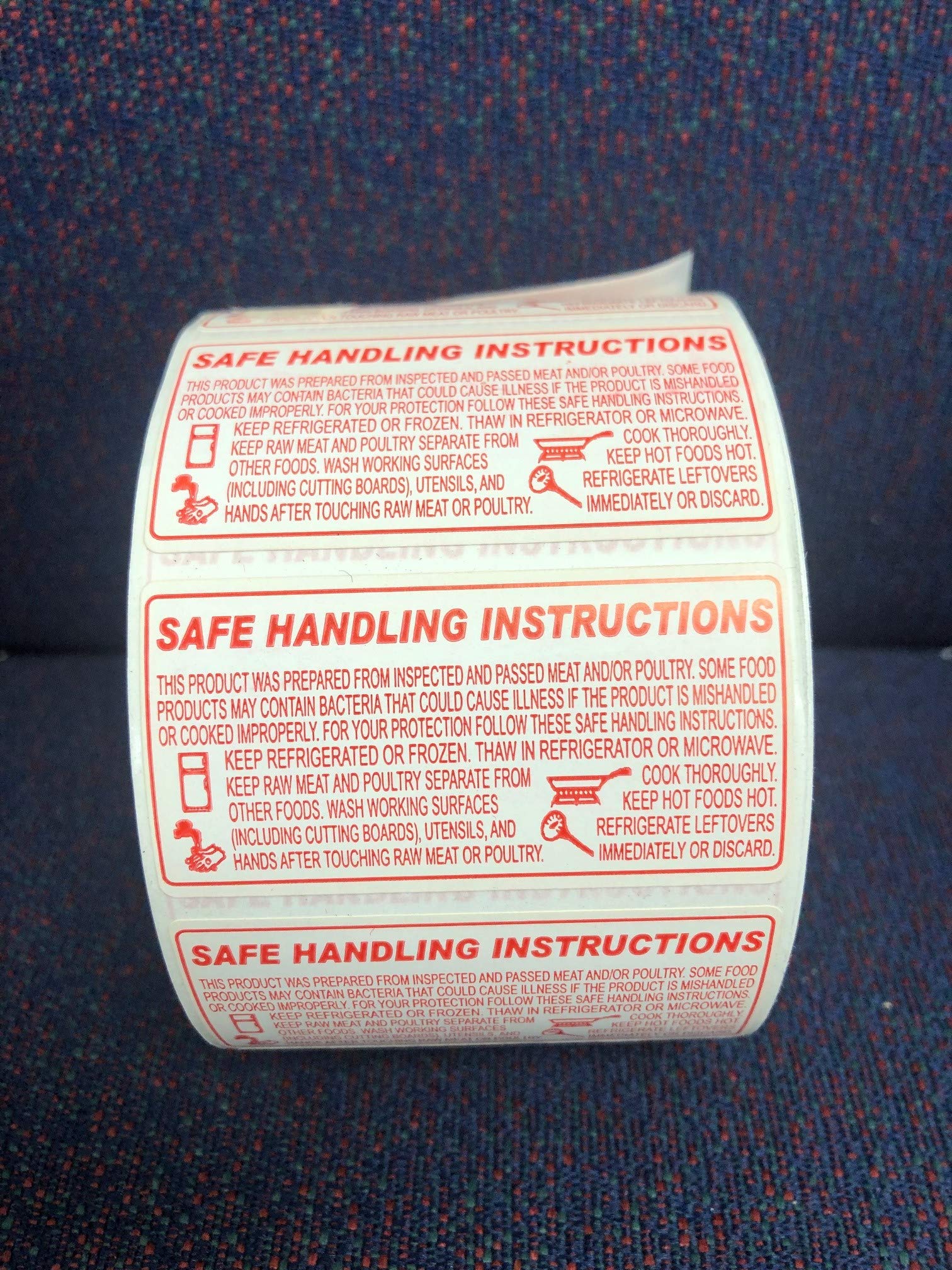 Food Safe Handling Instructions Label Roll - 2.25