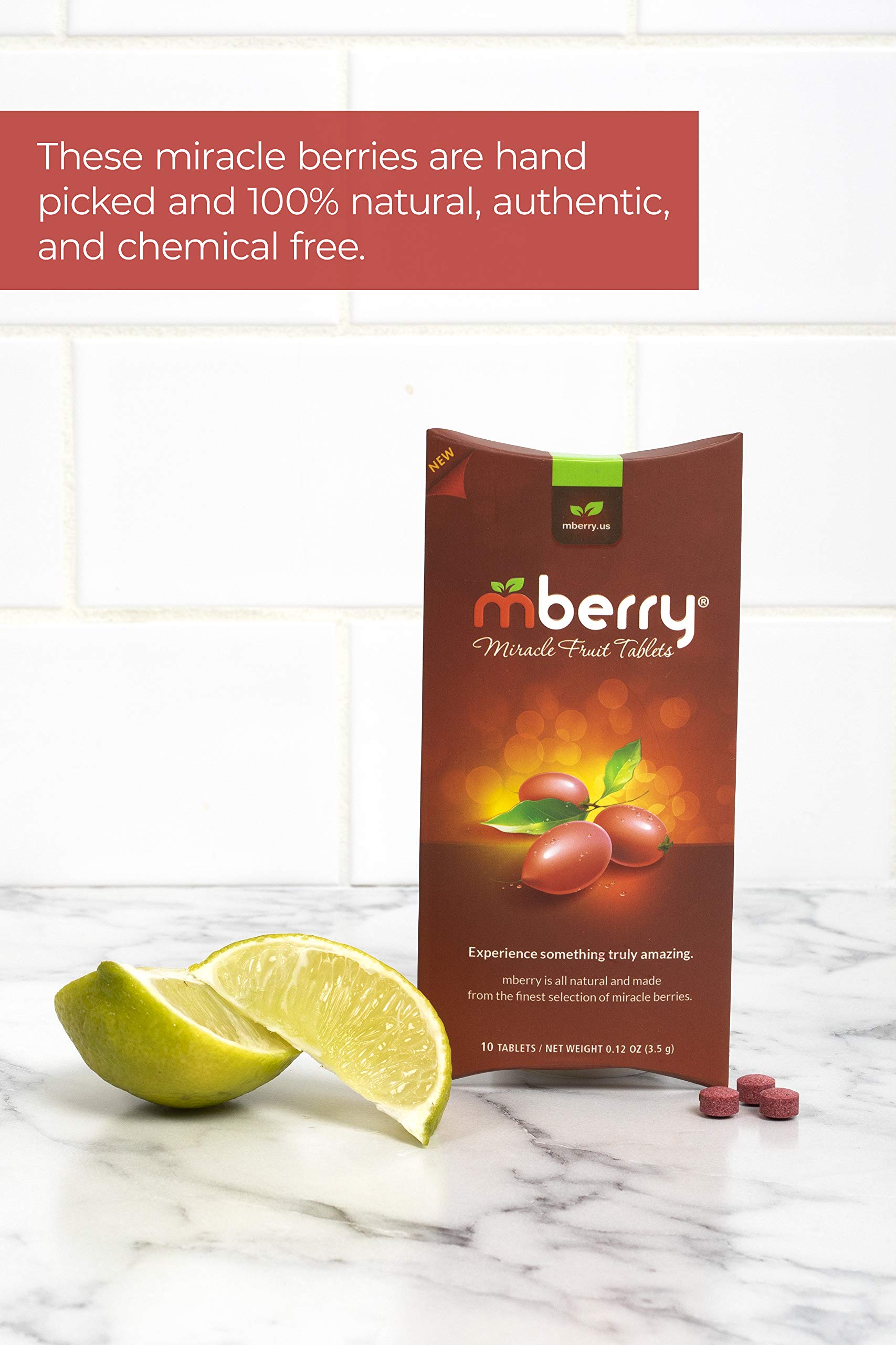 Mberry Miracle Berry Tablets - 10 Count Pack | Natural Flavor Enhancer for Sour & Bitter Foods | Perfect for Taste Testing Parties & Healthy Snacking