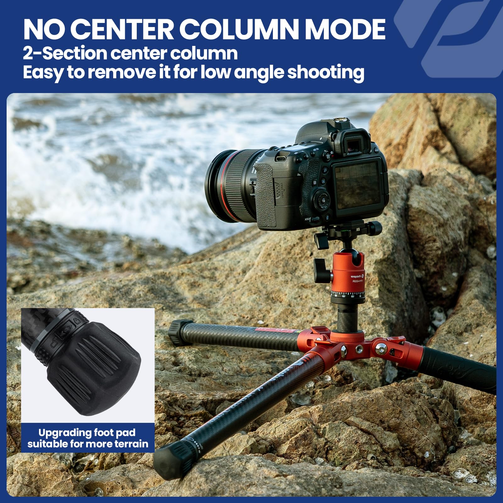 Fotopro X-Aircross3 60-Inch Carbon Fiber Travel Tripod with 360° Ball Head - Ultra Lightweight 2.07lbs, Extendable & Stable DSLR Tripod Supports 22lbs - Perfect for Travel Photography, Hiking, Vlogging & Outdoor Adventures (Orange)