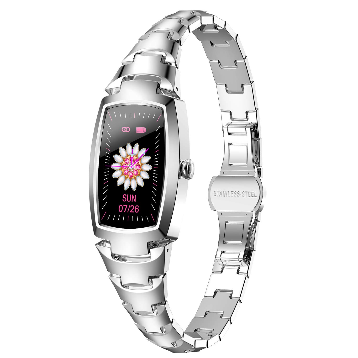 Smart Watch for Women - Waterproof Fitness Tracker with Heart Rate, Blood Pressure & Oxygen Monitor, Sleep Tracking, Message Notifications, Pedometer - Compatible with Android & iOS Phones (Silver) | Perfect for Workouts, Running, Swimming & Daily Activity Tracking
