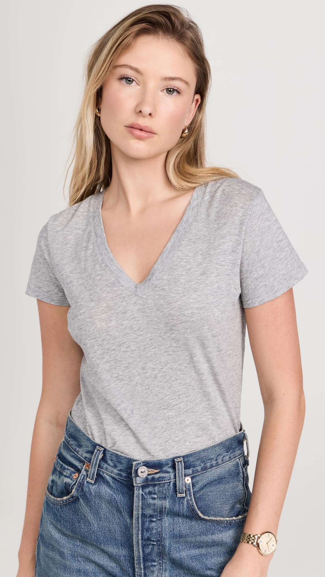 Vince Women's Essential V-Neck T-Shirt - Soft Cotton Casual Top for Everyday Wear | Perfect for Work, Weekend & Layering