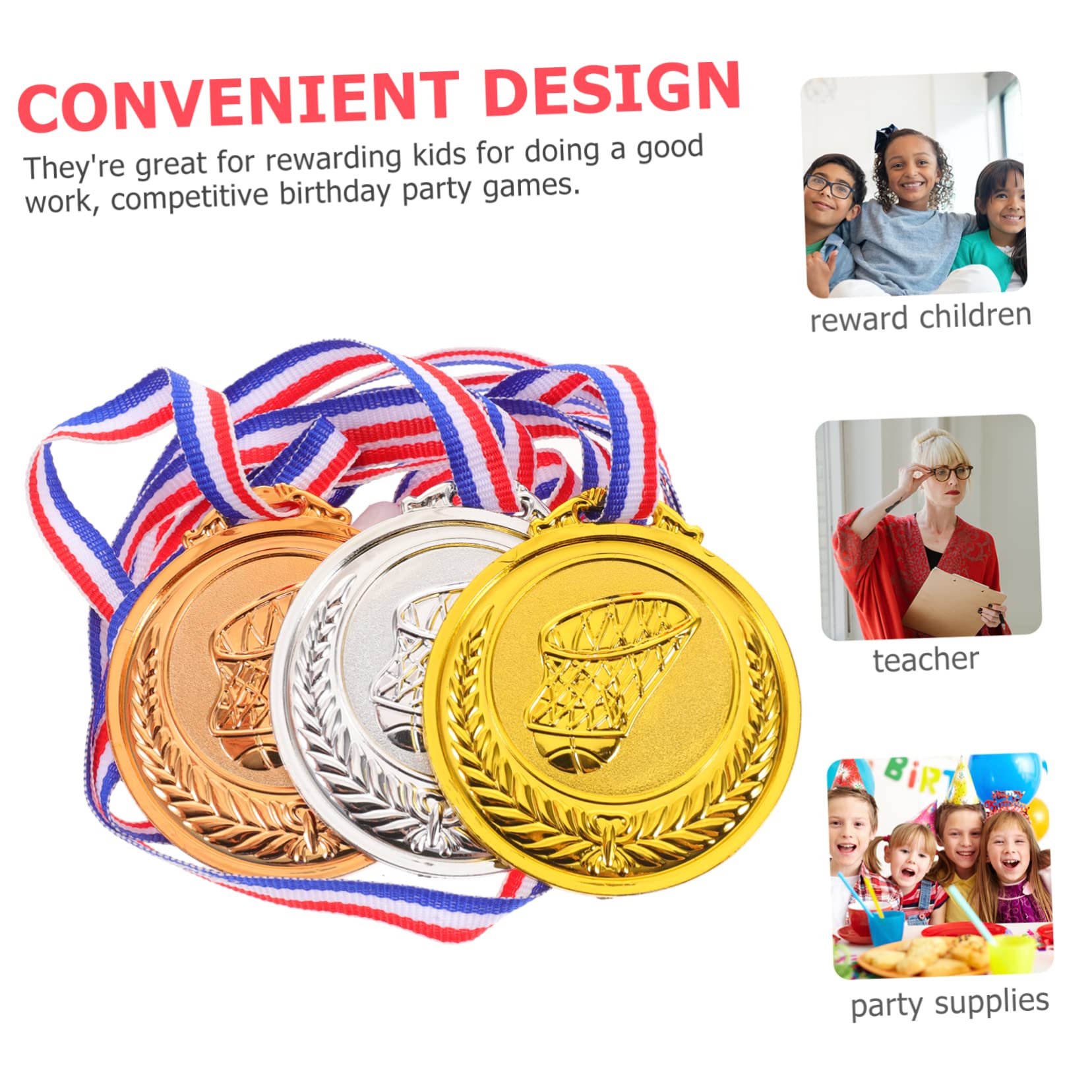 Toddmomy 12-Piece Kids Basketball Medal Set - Plastic Sports Award Medals for Children | Perfect for Youth Basketball Tournaments, Birthday Party Favors & Achievement Rewards