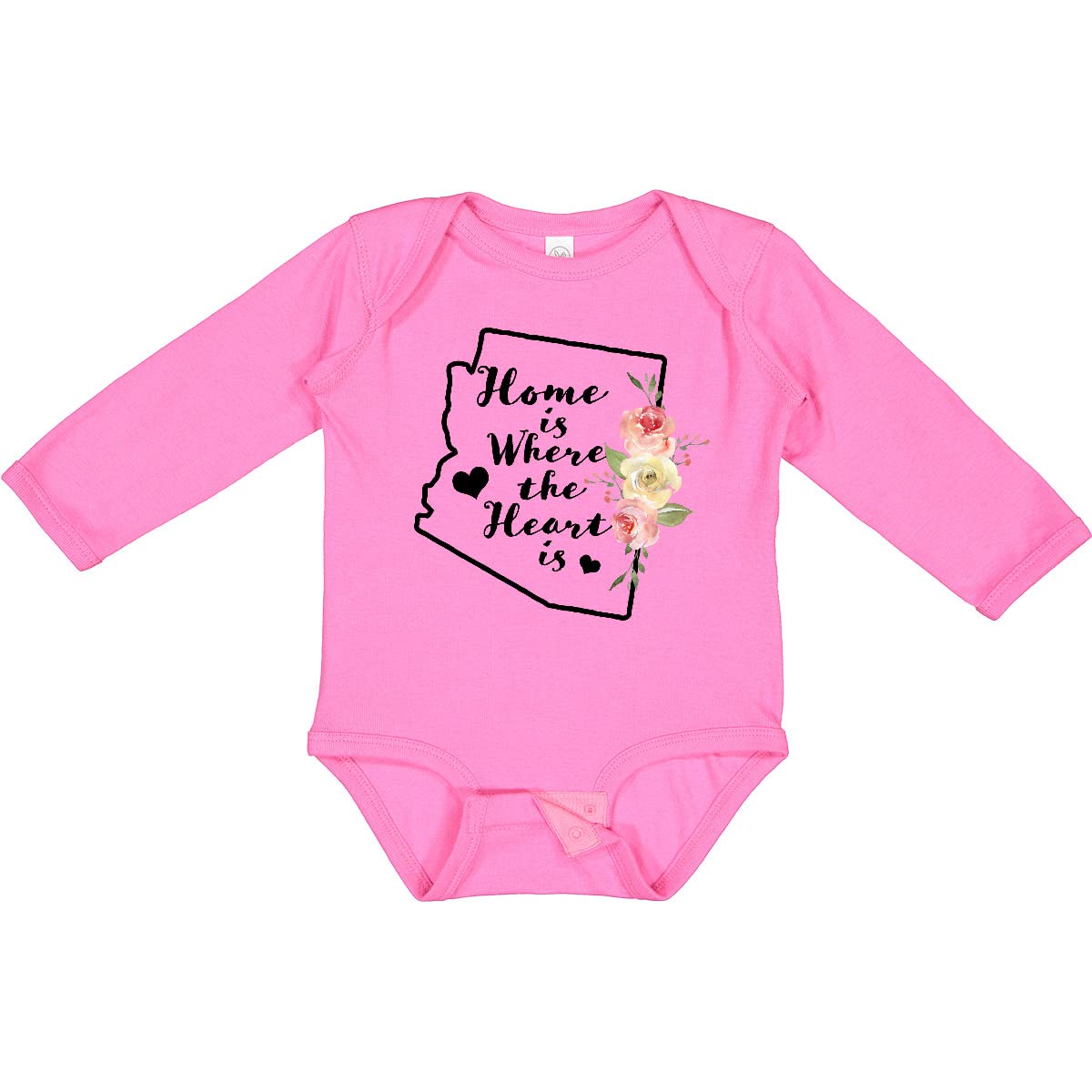 Inktastic Arizona Home is Where The Heart is Watercolor Print Long Sleeve Baby Bodysuit - Soft Cotton Onesie for Newborns & Infants, Perfect for Family Photos, Holidays & Everyday Wear