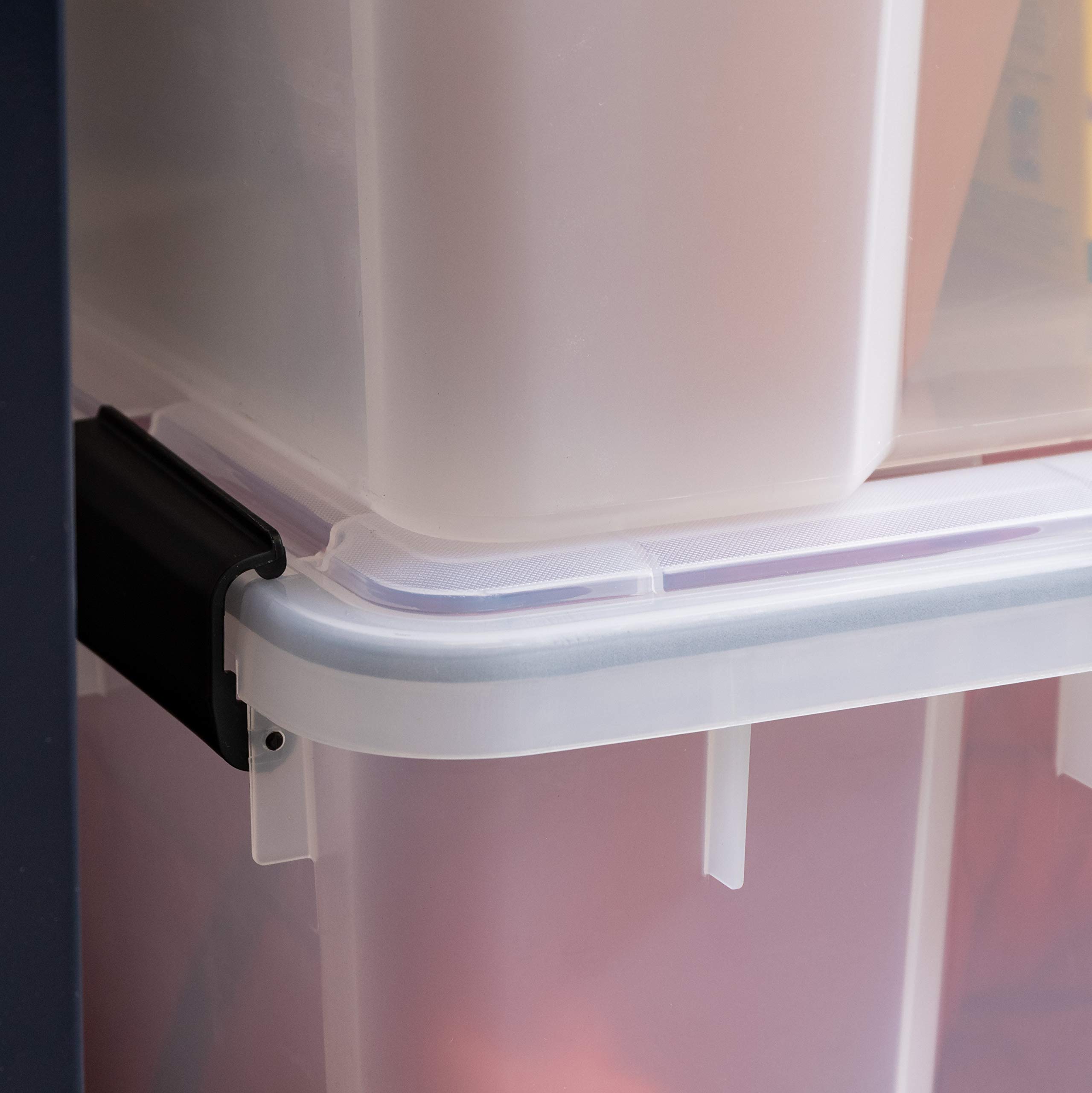 IRIS USA 74 Quart WeatherPro Plastic Storage Bin - 4 Pack with Durable Lid, Secure Latching Buckles & Airtight Seal - Perfect for Home Organization, Garage Storage & Outdoor Gear Protection