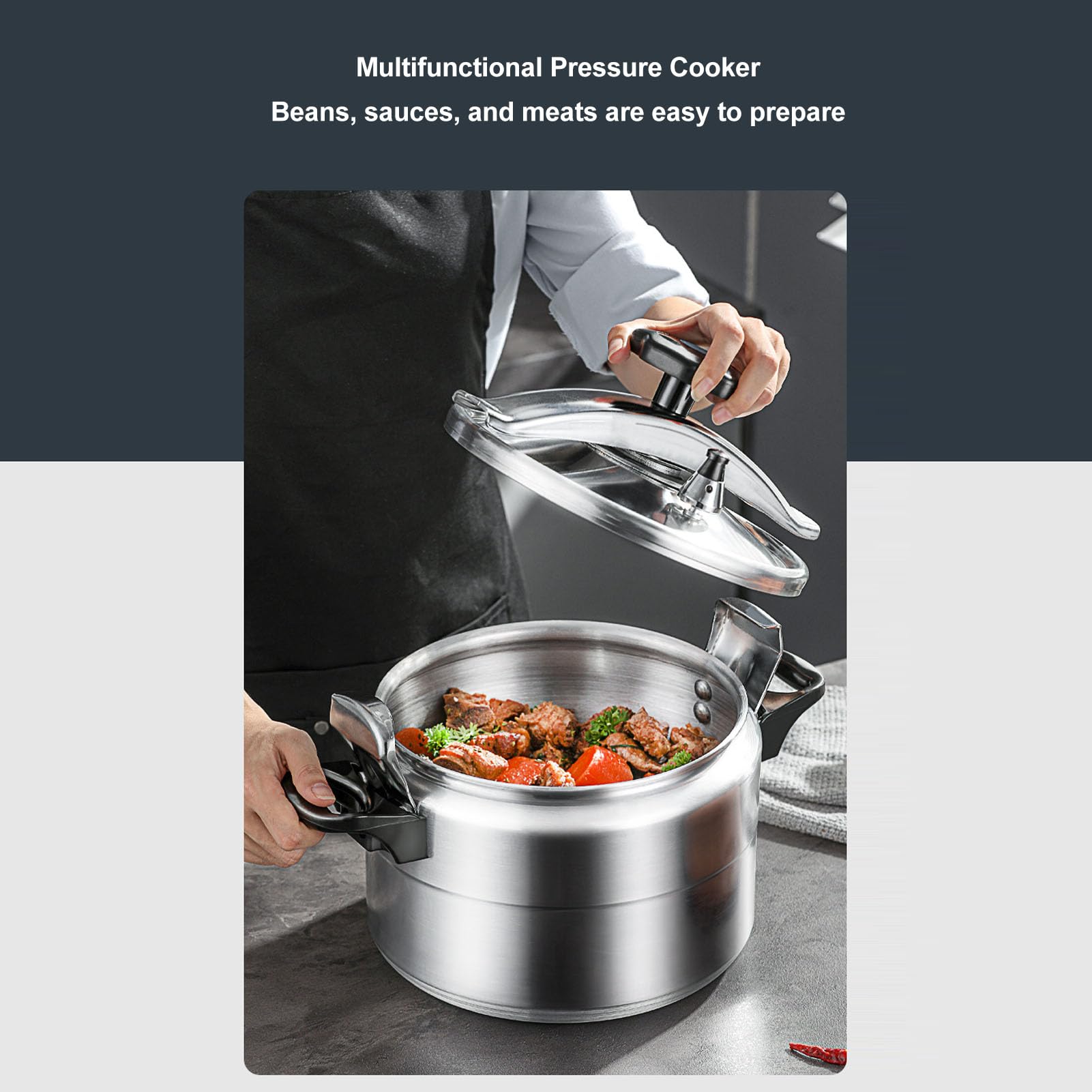 Haofy 7L Large Capacity Pressure Cooker - Aluminum Alloy, Quick Cooking, Anti-Stick Coating, Safety Lock & Thickened Base - Perfect for Home & Commercial Kitchen Use - Ideal for Stews, Soups, Beans & Meal Prep